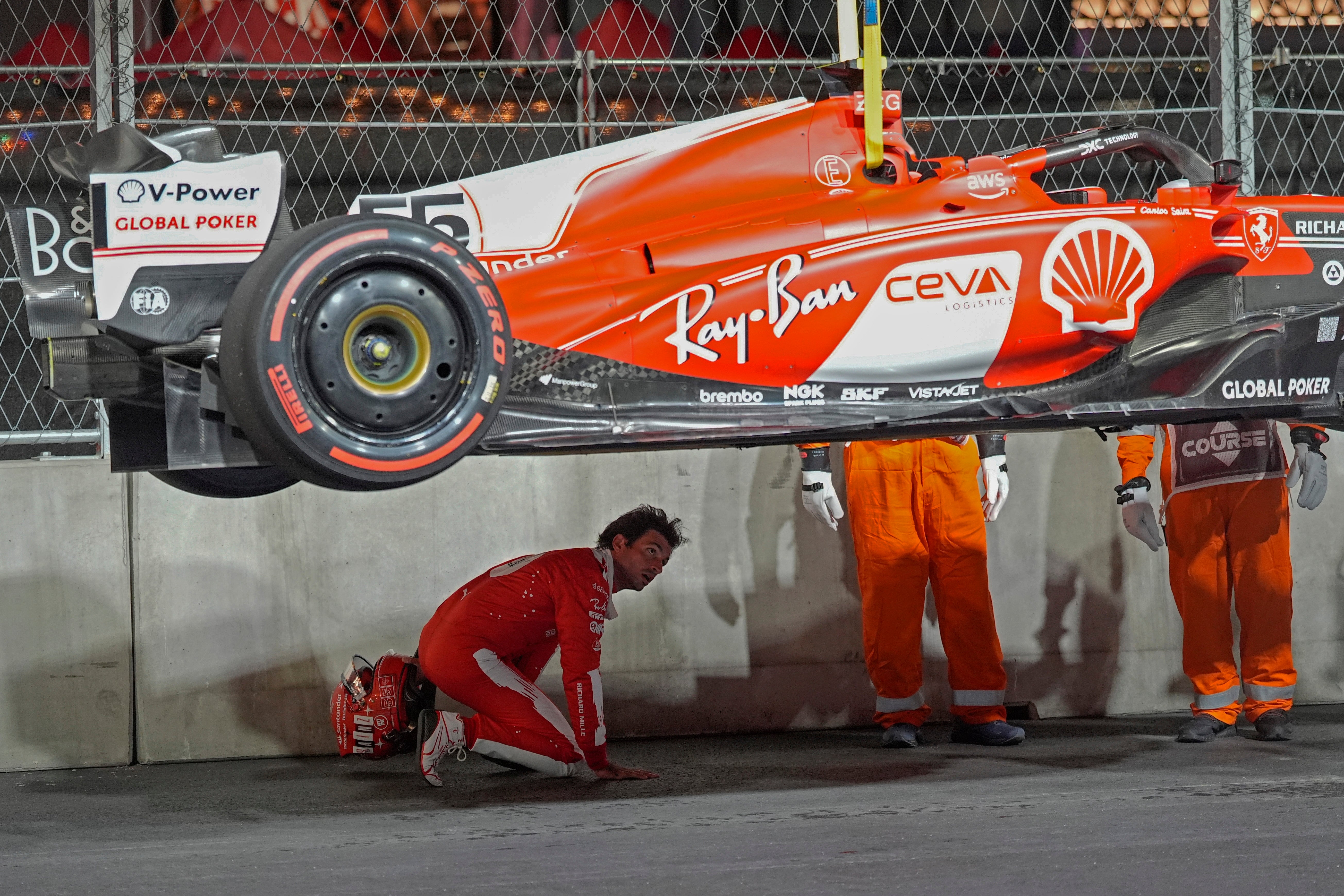 Sainz’s car was badly damaged – but he was still penalised despite the unfortunate incident