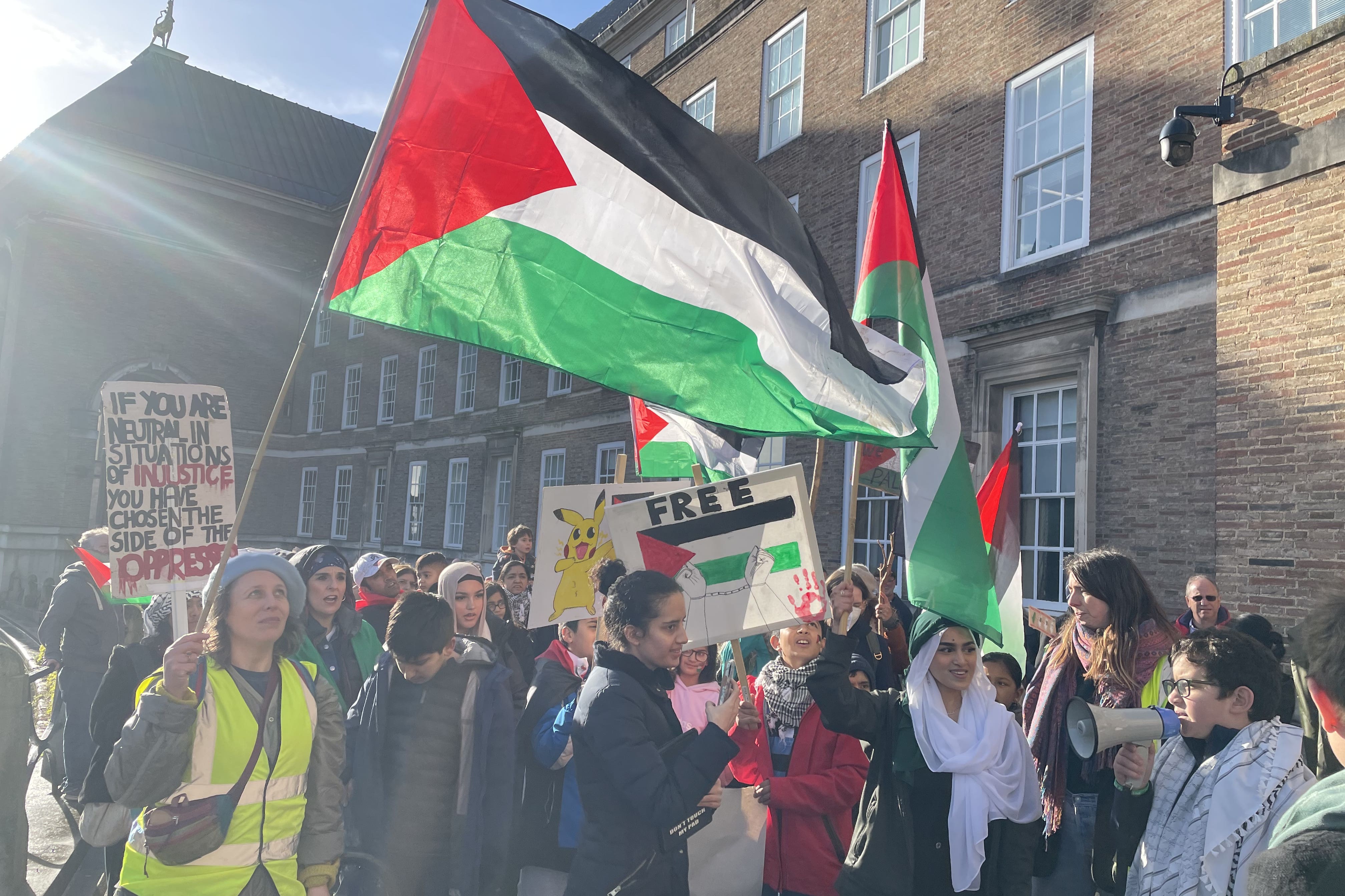 Schoolchildren in Bristol protested outside City Hall (Claire Hayhurst/PA)