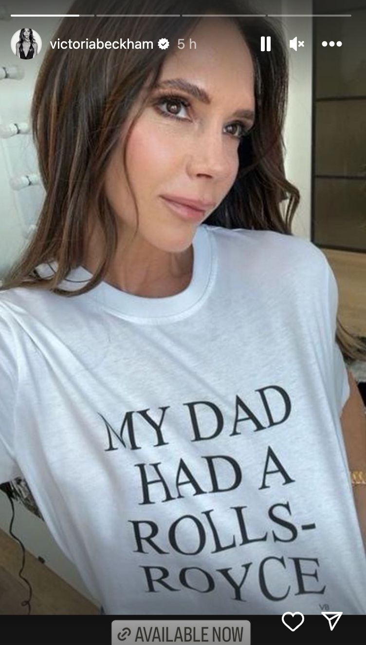 Victoria Beckham modelling her £110 T-Shirt