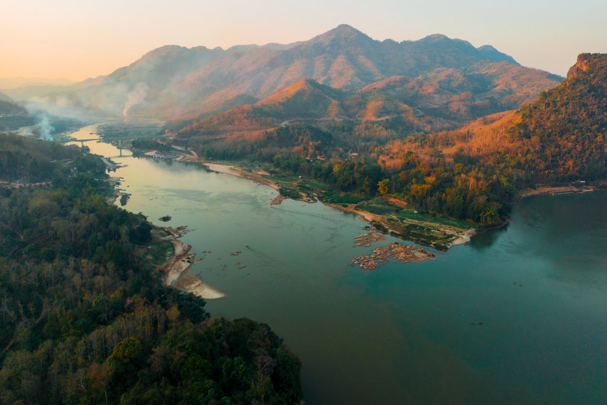 An aerial view of the Mekong river where there have been sightings on the ghost fish