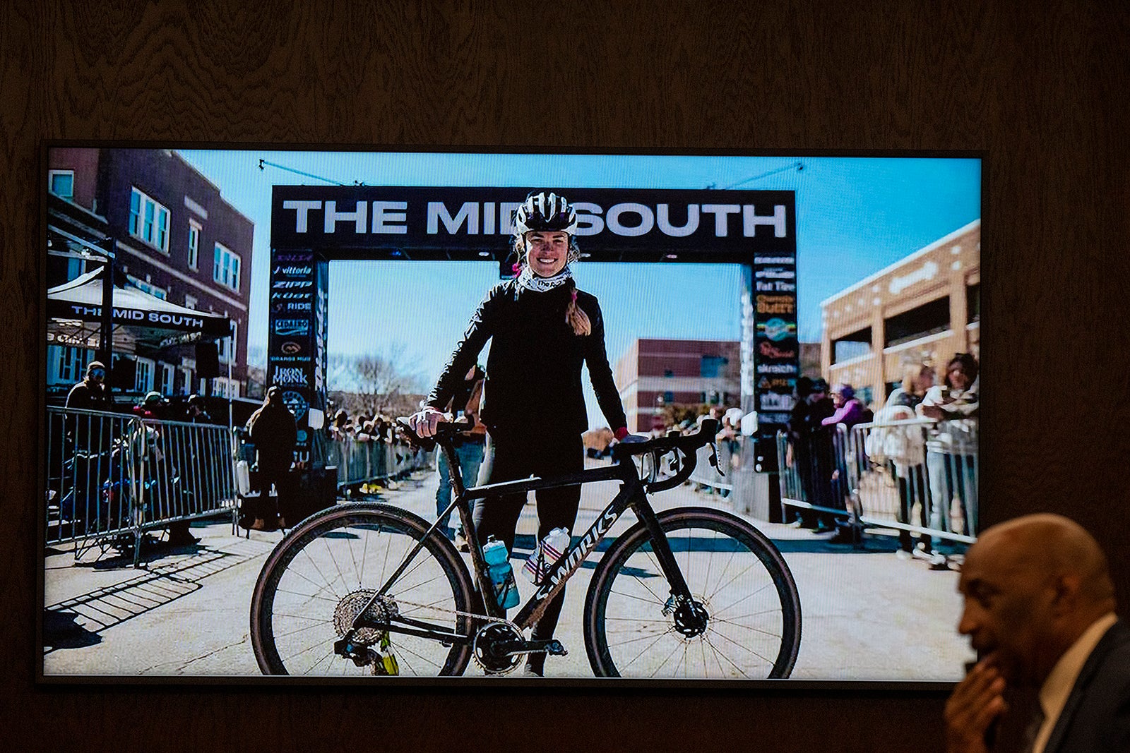 Anna Moriah Wilson's photo is displayed on the screen during Kaitlin Armstrong's murder trial at the Blackwell-Thurman Criminal Justice Center on Thursday, Nov. 16, 2023, Austin, Texas