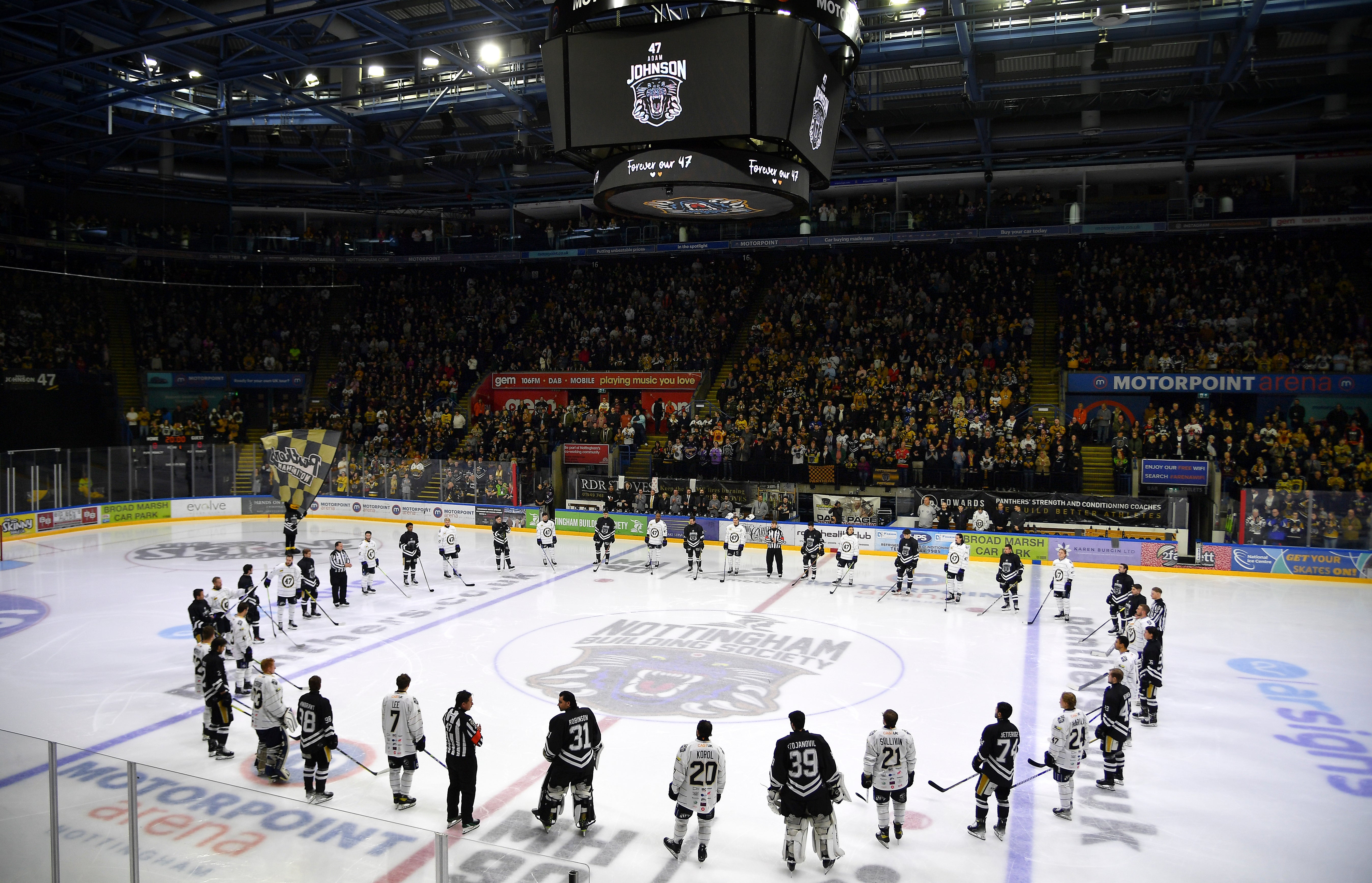 The memorial game was held three weeks after Adam Johnson, 29, suffered a fatal cut to his neck during a game against Sheffield Steelers