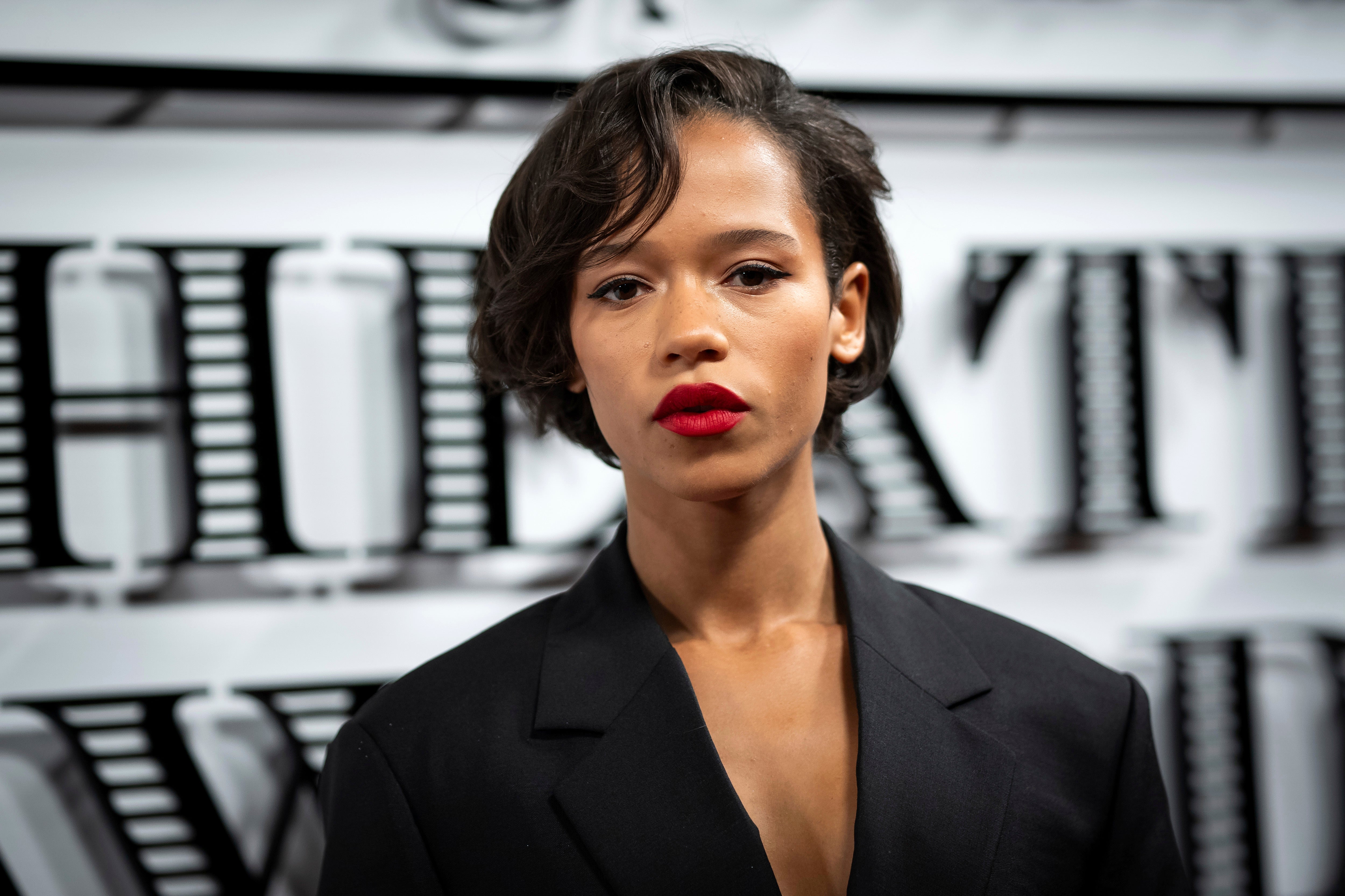 Actor Taylor Russell poses for photographers upon arrival at Claridges