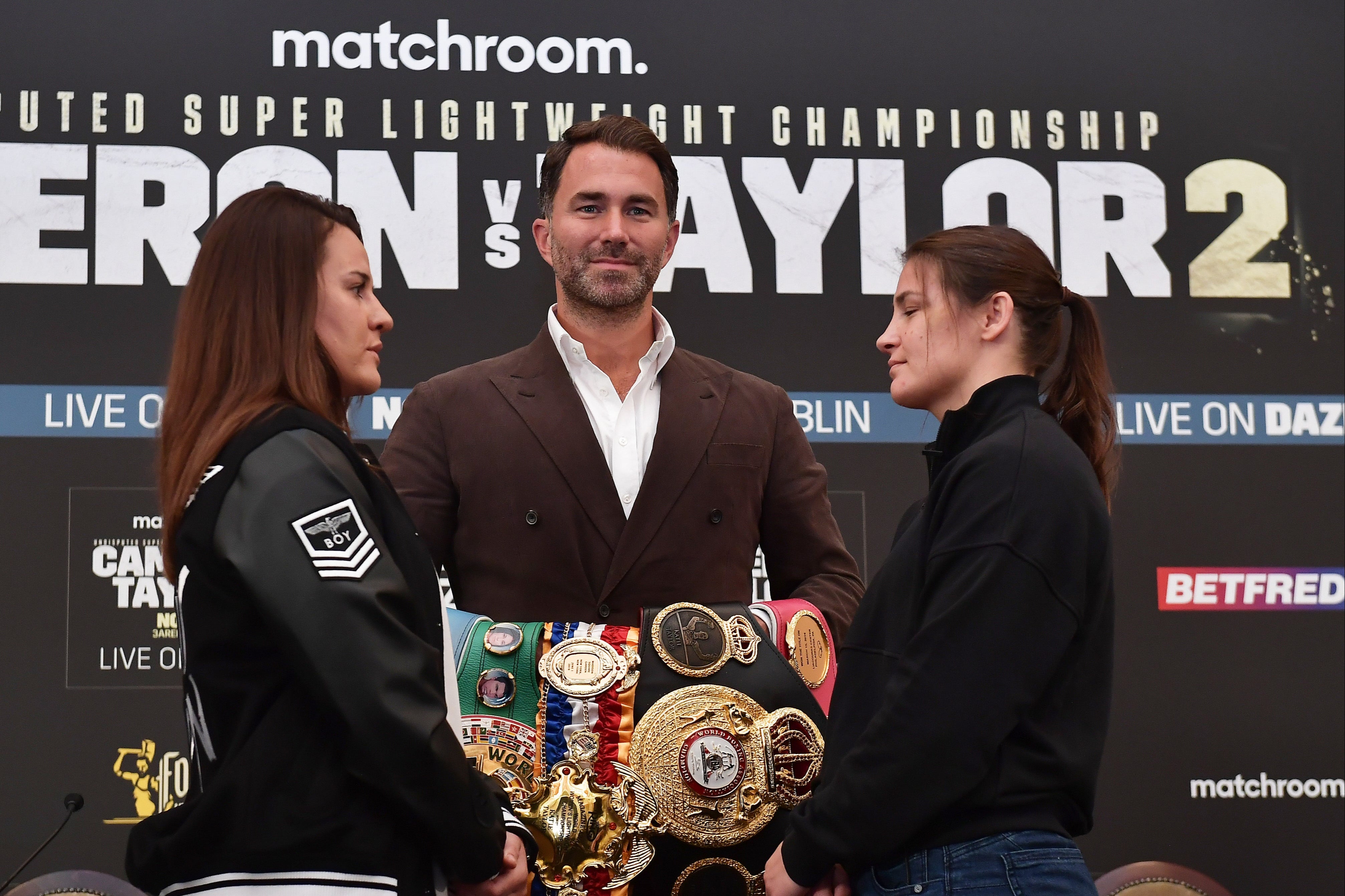 Taylor and Cameron face off ahead of Saturday’s rematch in Dublin