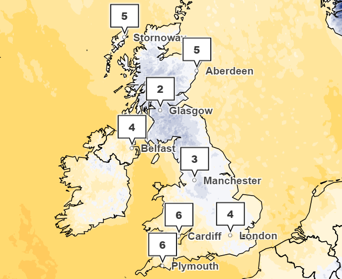 Temperatures are expected to drop to near freezing on Saturday in parts of Scotland and northern England