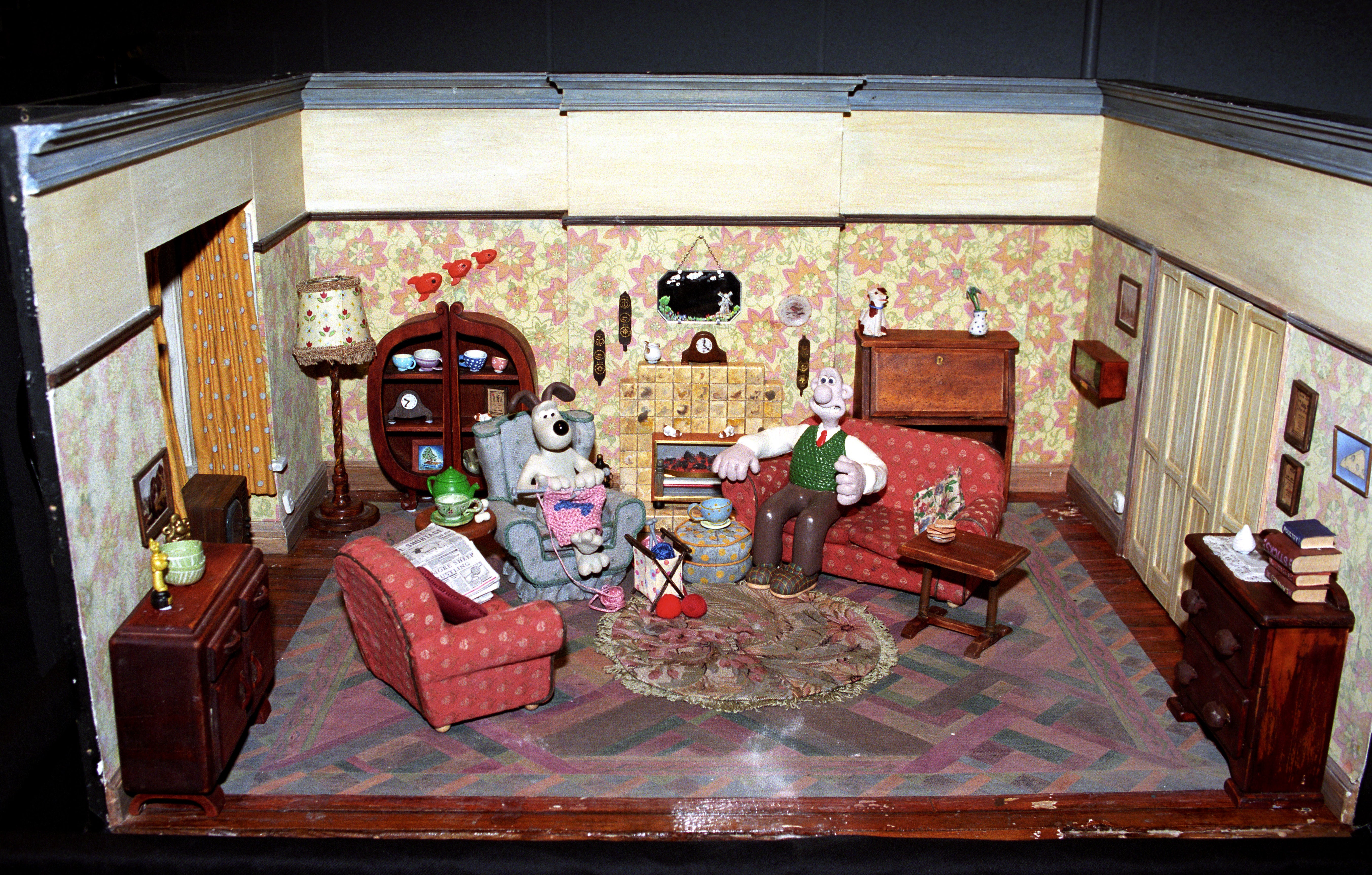 Clay models of Wallice and Gromit by Aardman Animations, photographed in 1996