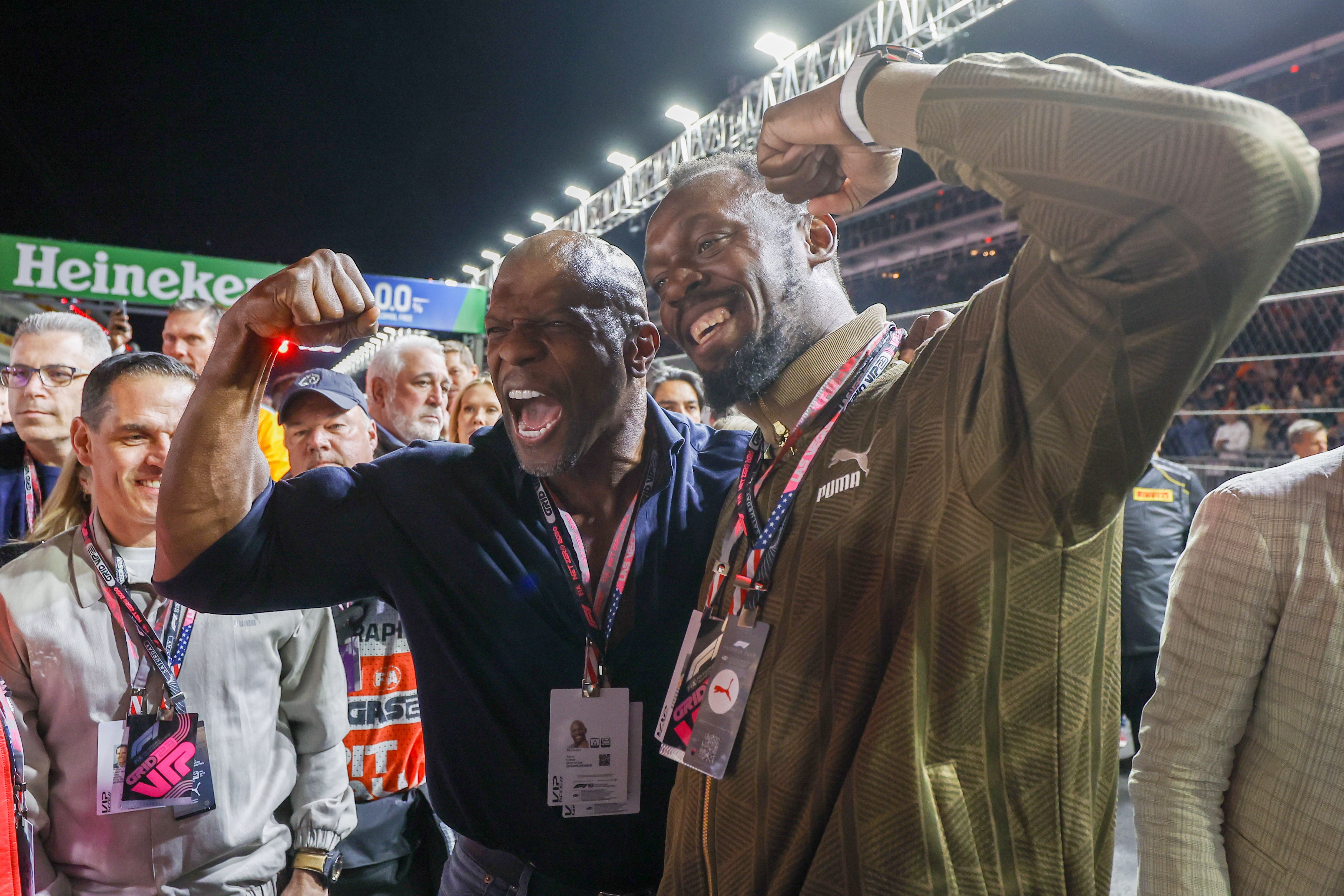 American actor and television host Terry Crews with Usain Bolt