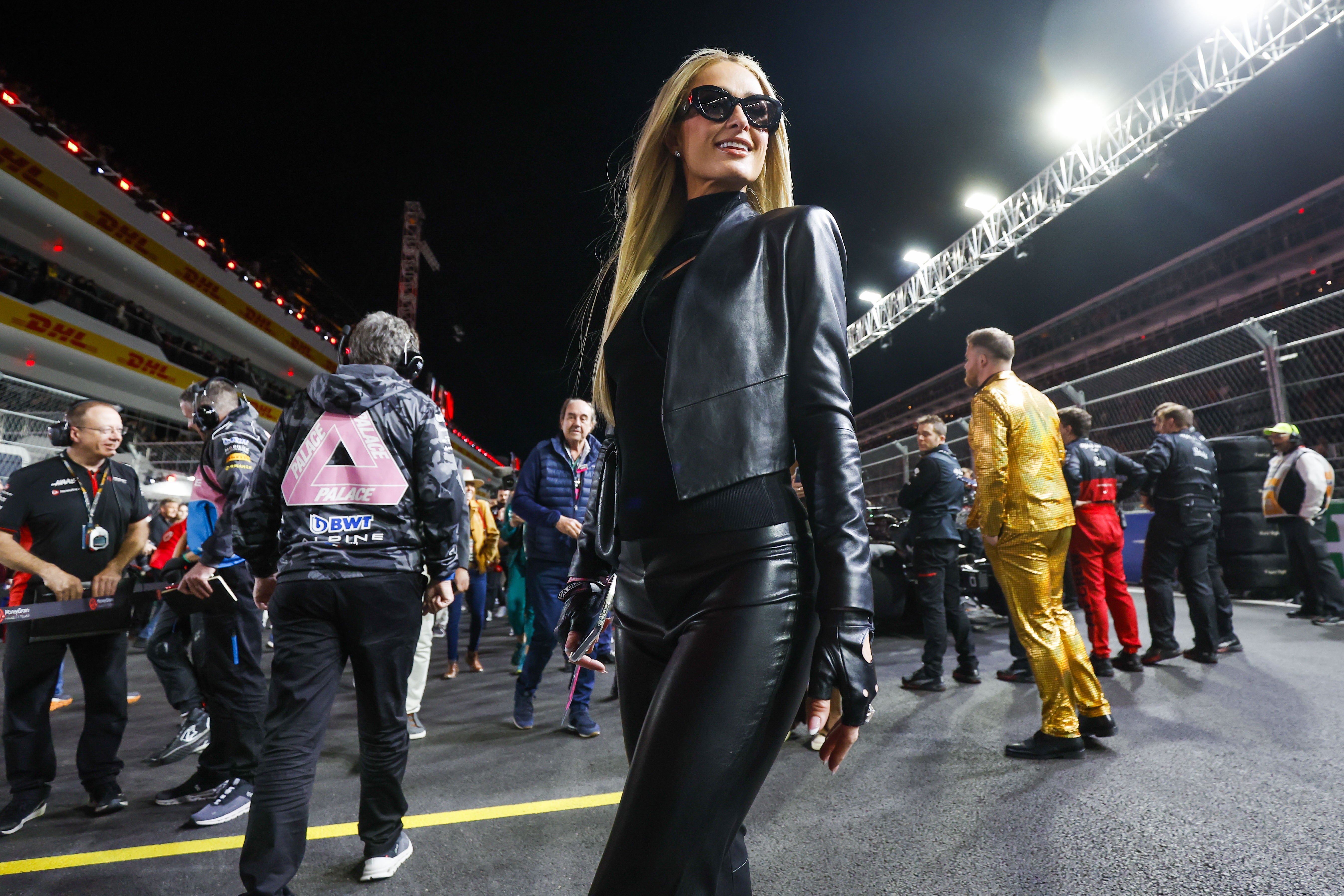 Paris Hilton on the grid prior to the race getting underway