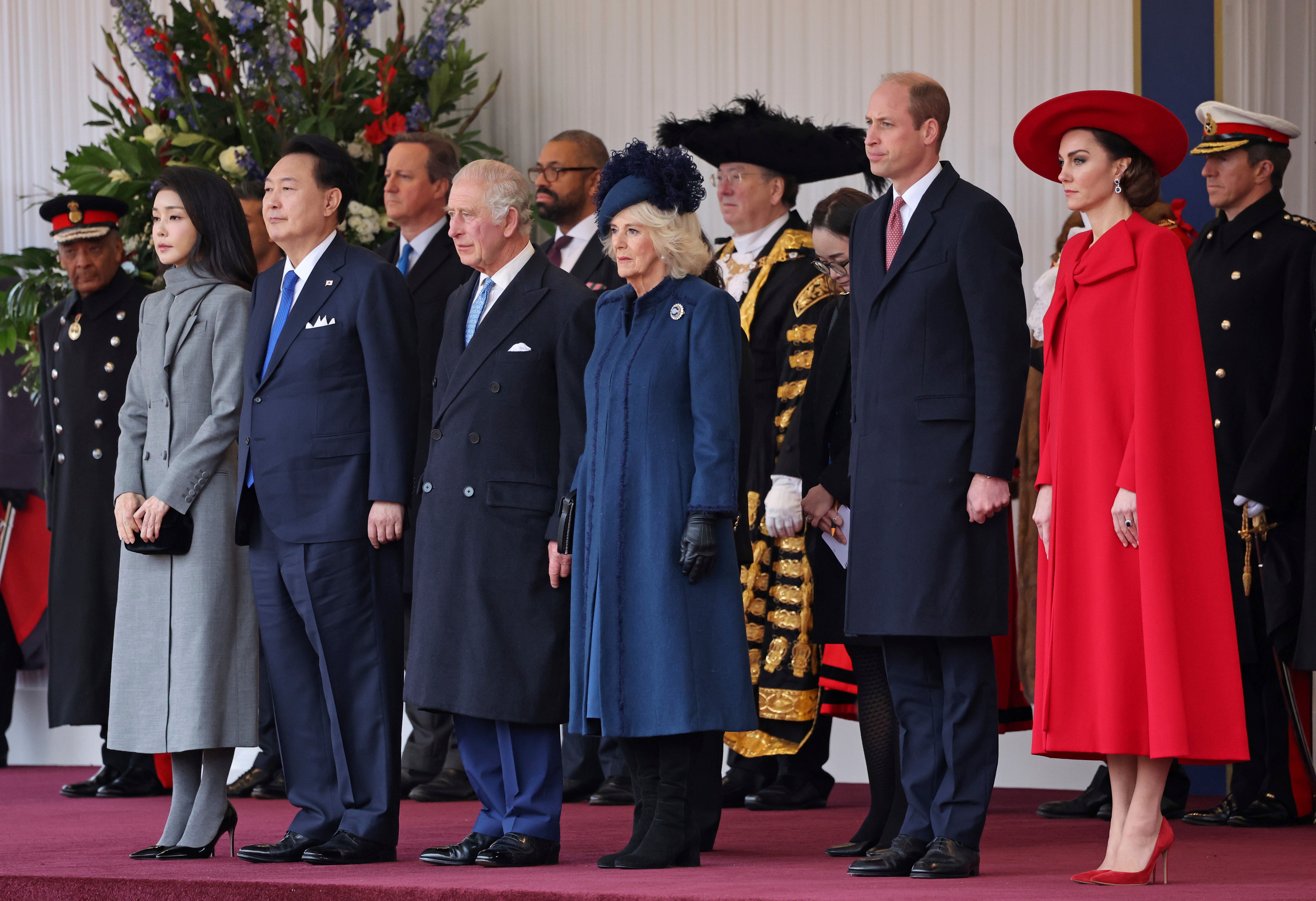 The royals pictured with South Korean president and the First Lady