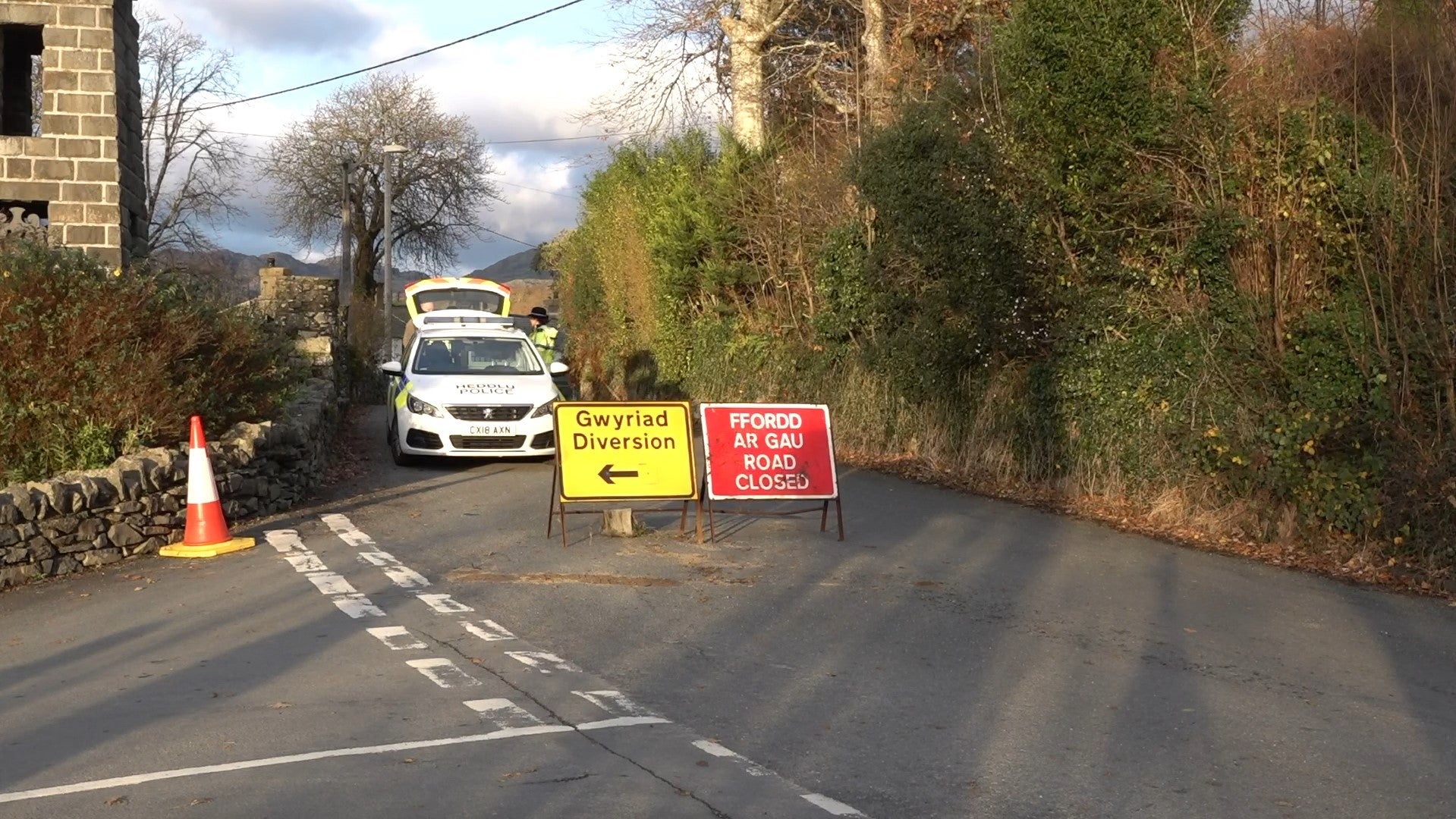 The scene in Gwynedd, North Wales, where police officers were searching for the four teenage boys