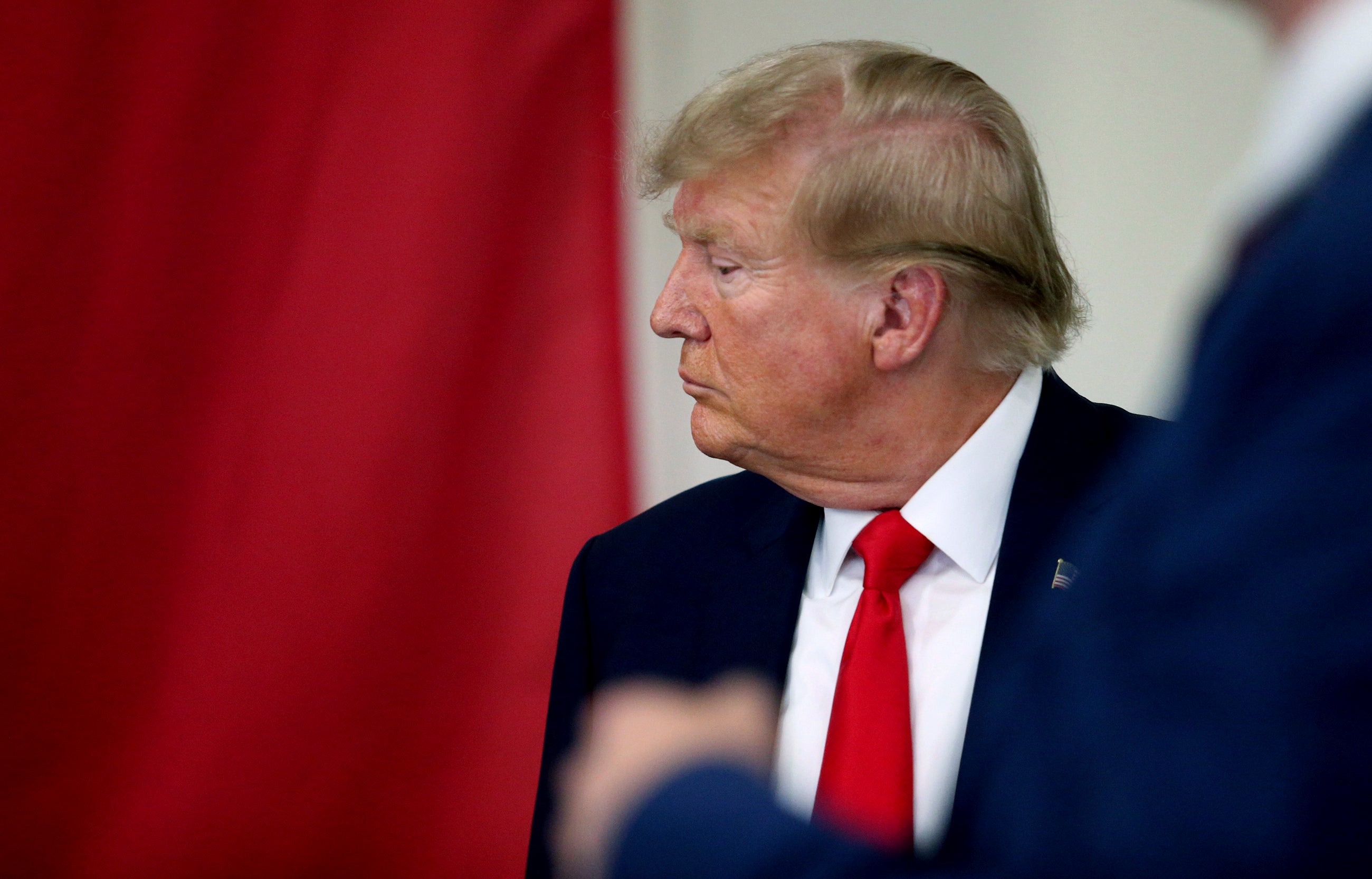 Republican presidential candidate and former President Donald Trump speaks to Texas state troopers and guardsmen on Sunday