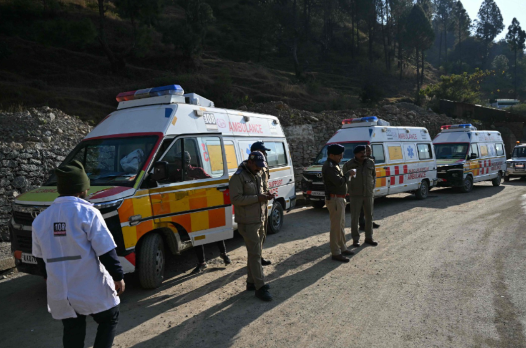 Ambulances are on standby outside the Uttarakhand tunnel as rescue operation entered its final stage