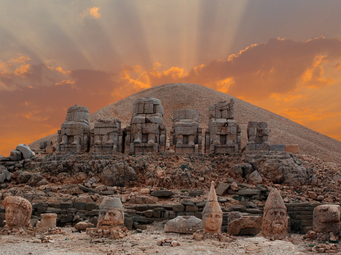 Ancient statues sit atop the Unesco World Heritage Site