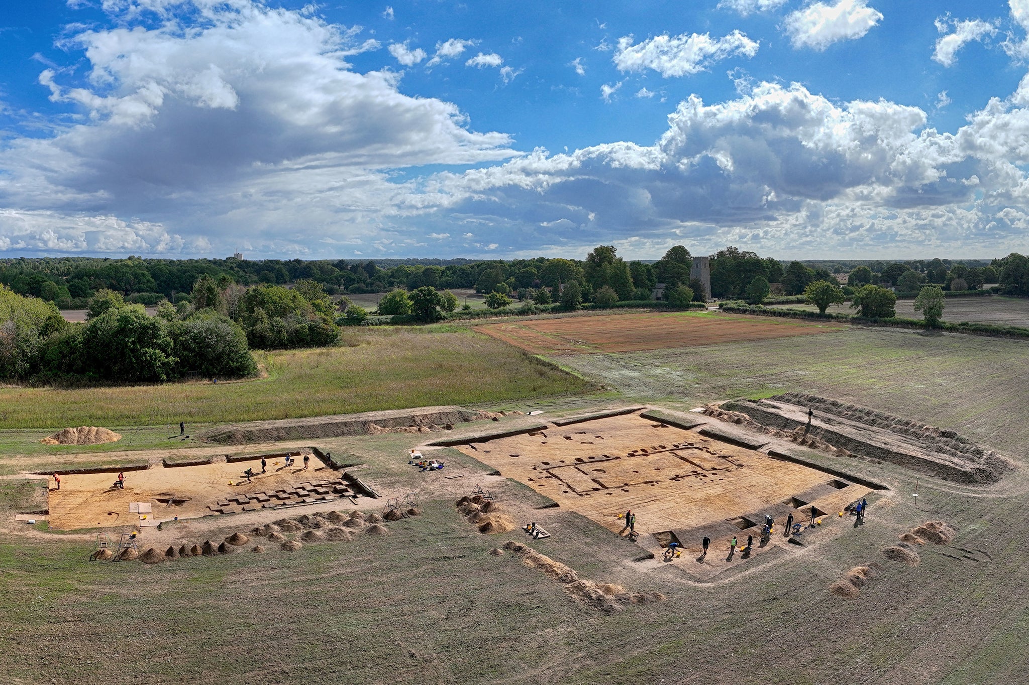 Remains of a large timber royal hall were uncovered at Rendlesham last year, confirming the spot as a settlement of the East Anglian kings