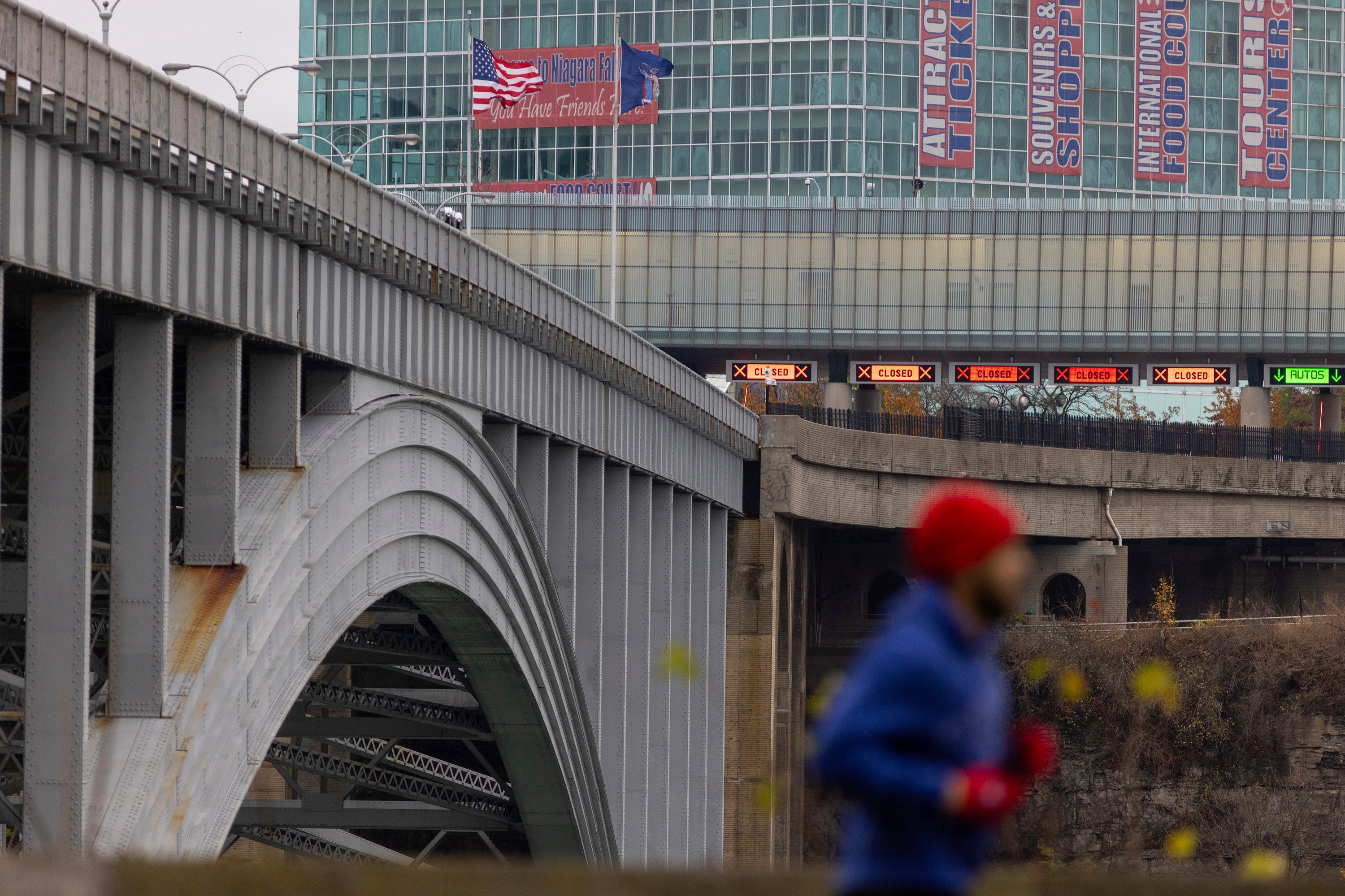 Several lanes of the Rainbow Bridge border crossing between closed Wednesday