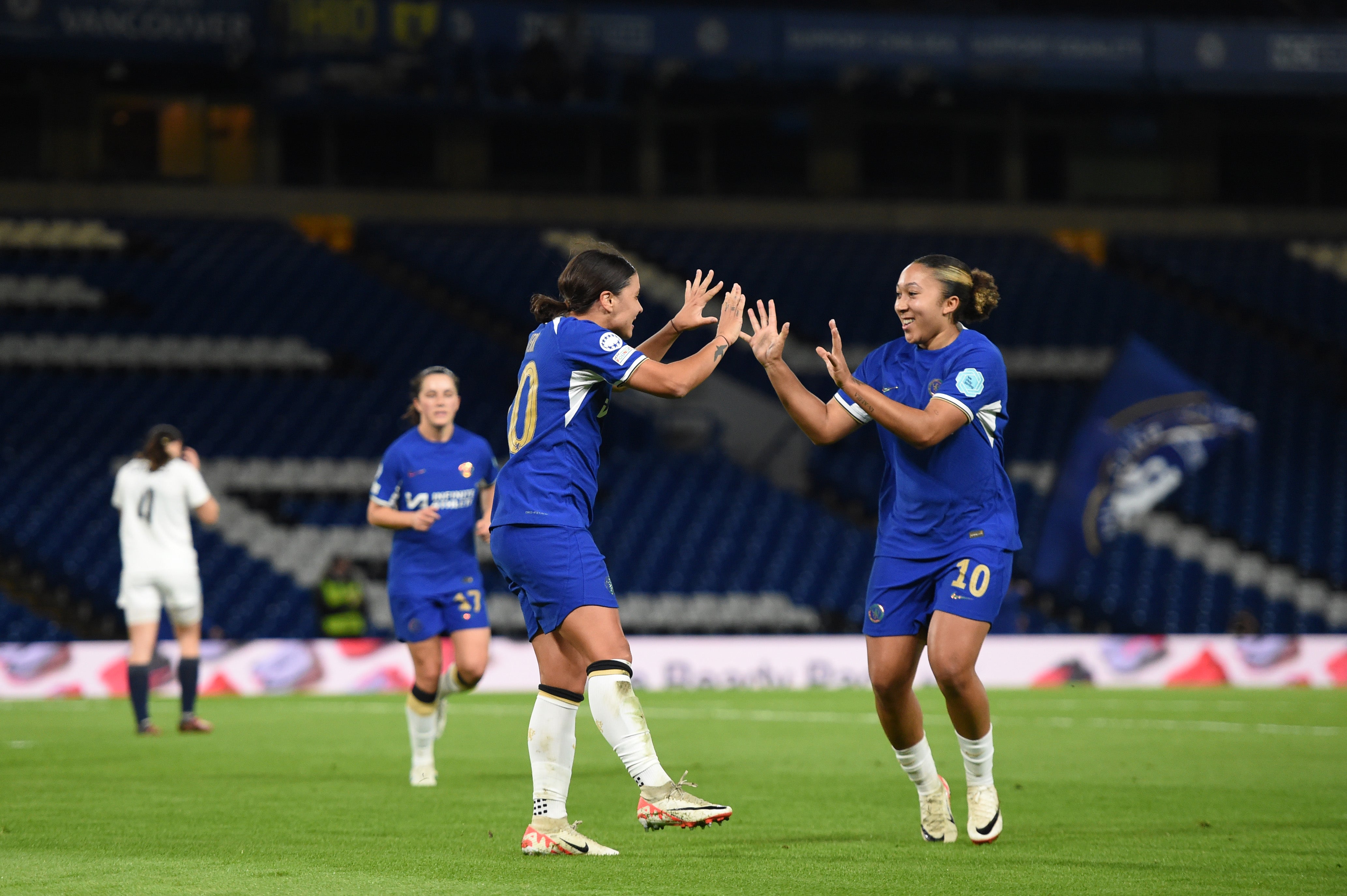 Lauren James missed an early chance but set up Sam Kerr’s opener