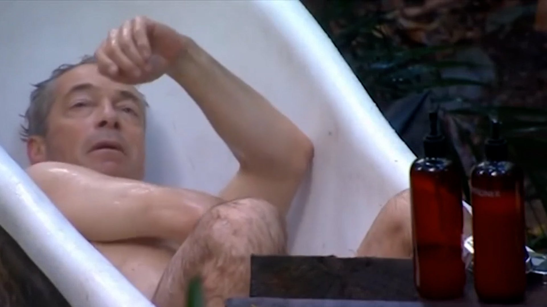 Nigel Farage taking a bath on ‘I’m a Celeb’