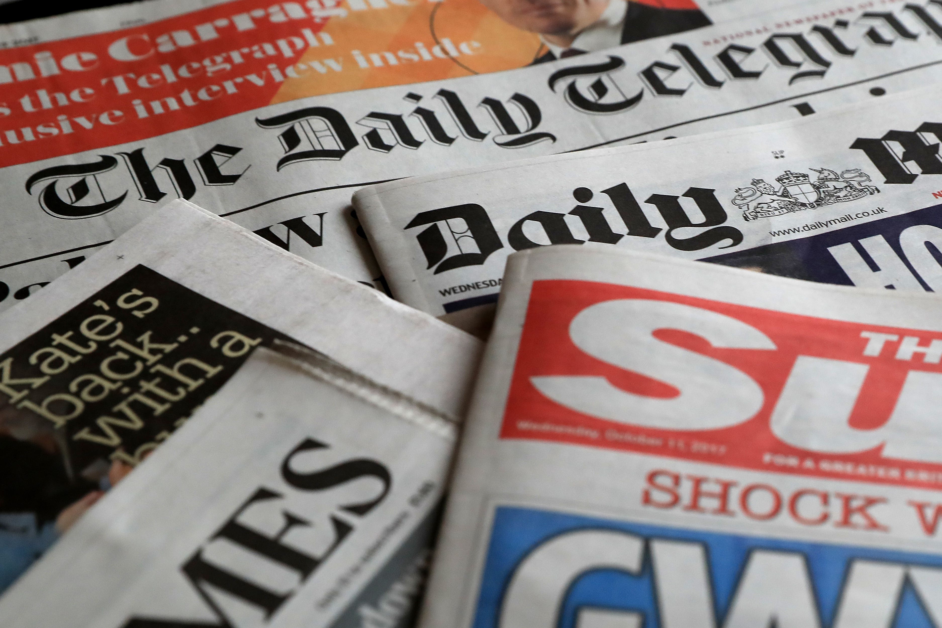 A collection of British newspapers (Peter Byrne/PA)