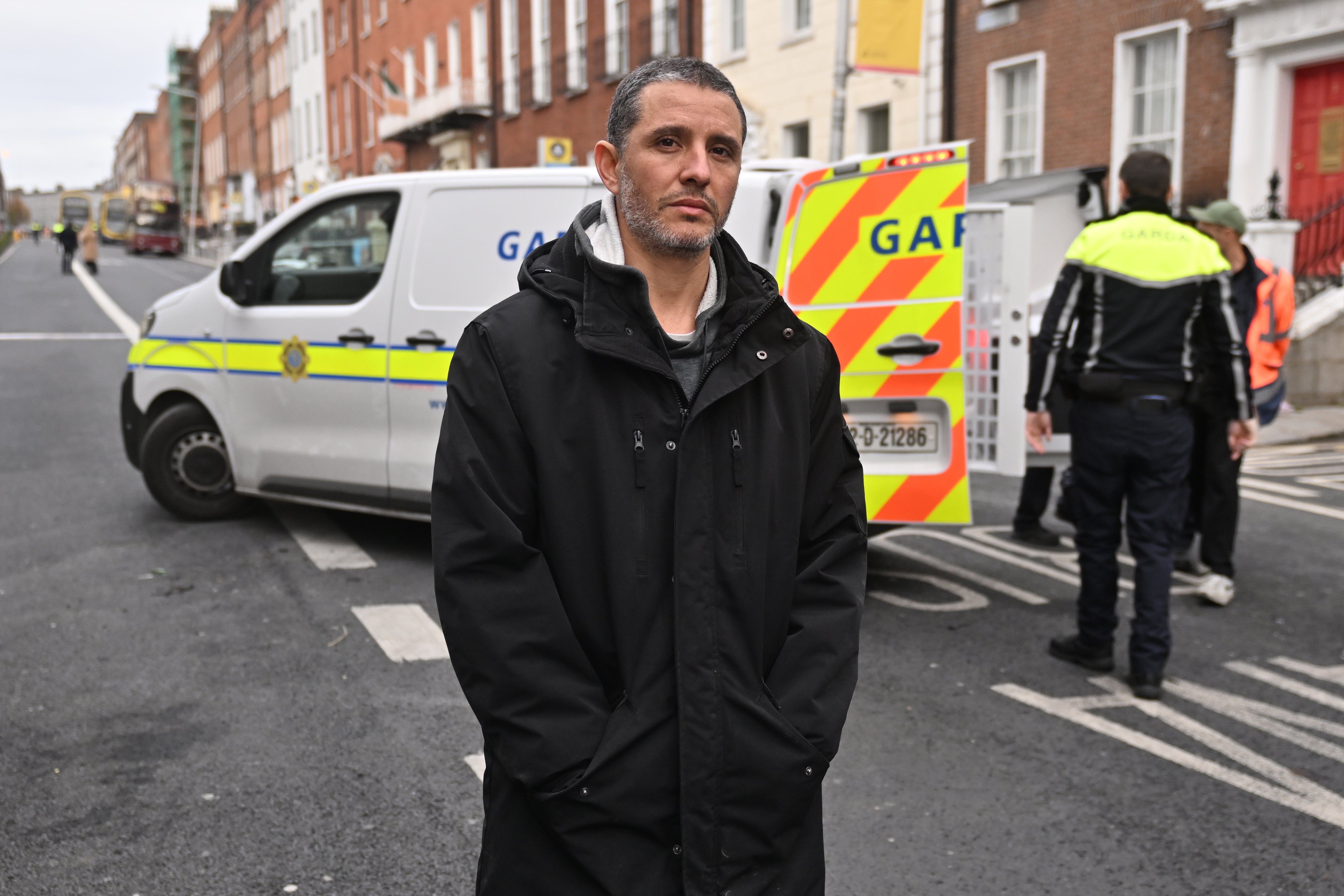 Deliveroo driver Caio Benicio, who claimed to have stopped a knife attacker outside a school, poses on Friday in Dublin, Ireland