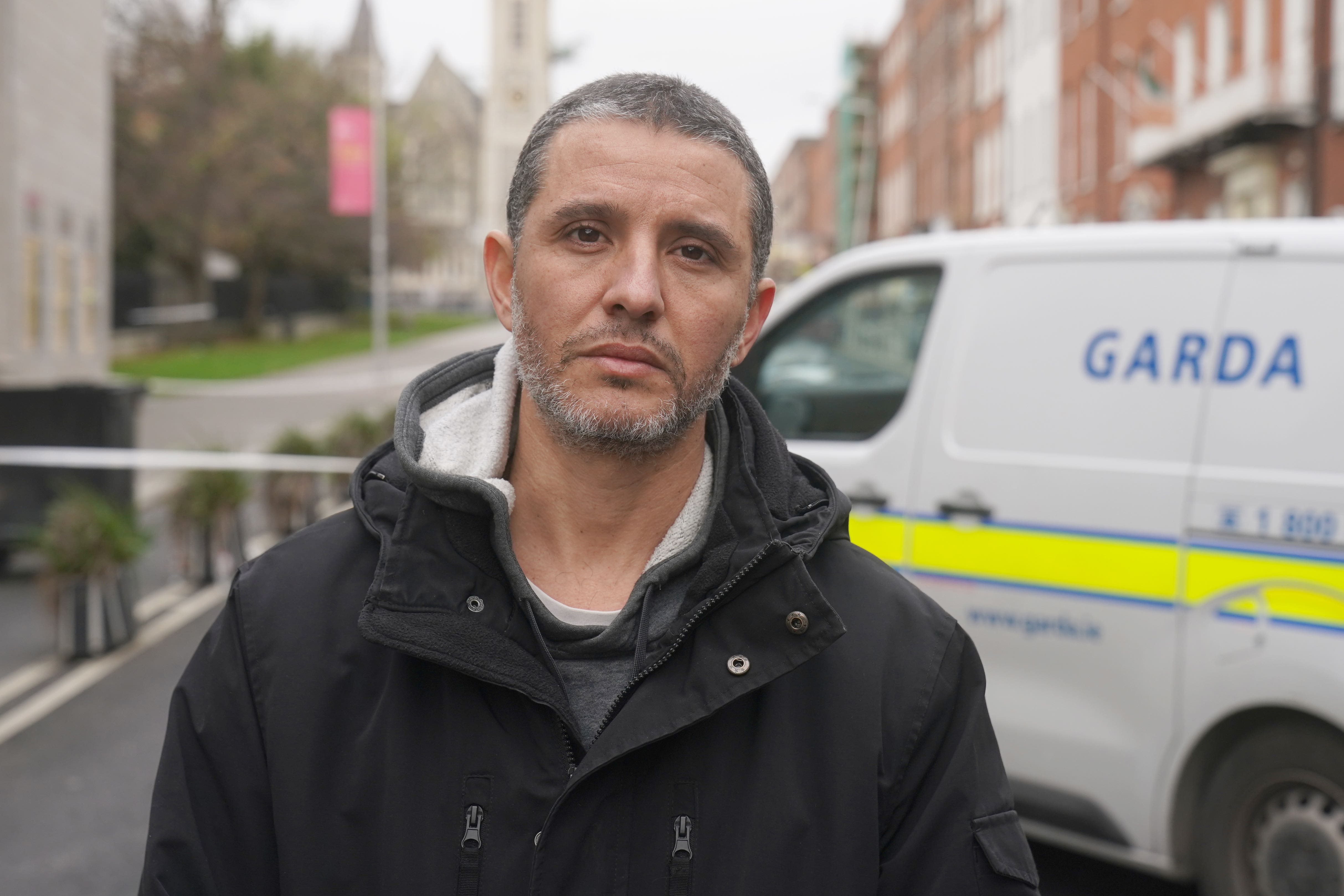 Deliveroo driver Caio Benicio at the scene in Dublin city centre (Brian Lawless/PA)