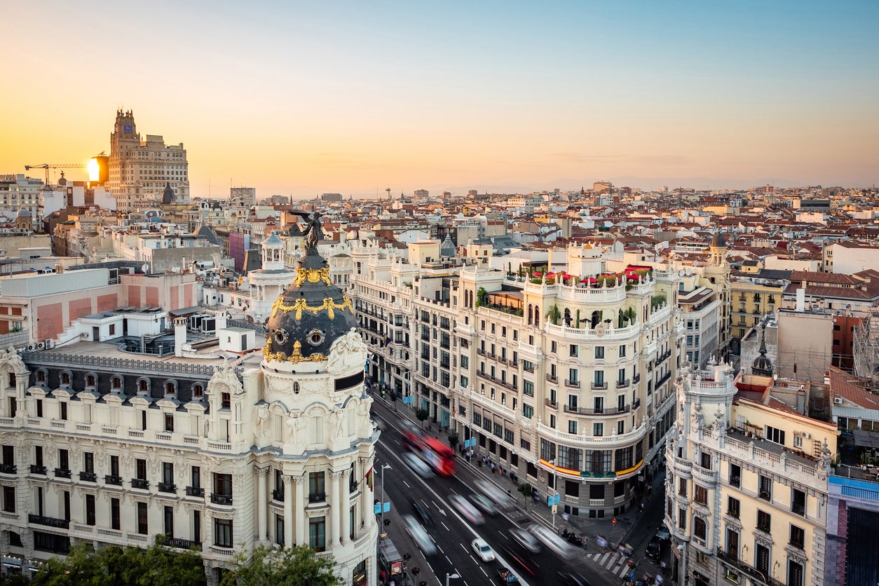 Gran Via extends for almost a mile from Calle de Alcala to Plaza de Espana