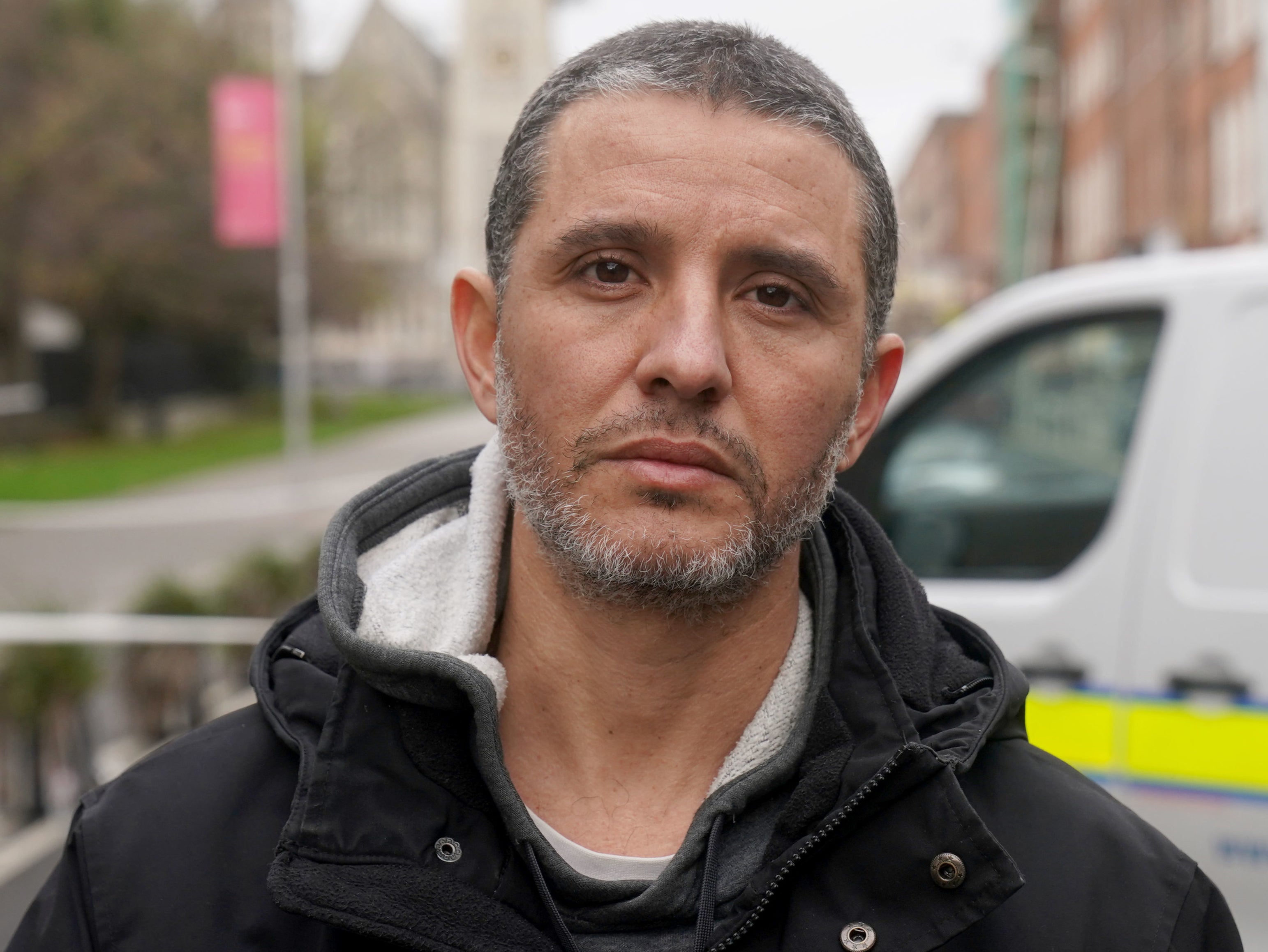 Caio Benicio, a Deliveroo driver, at the scene in Dublin city centre after he witnessed the incident on Parnell Square East