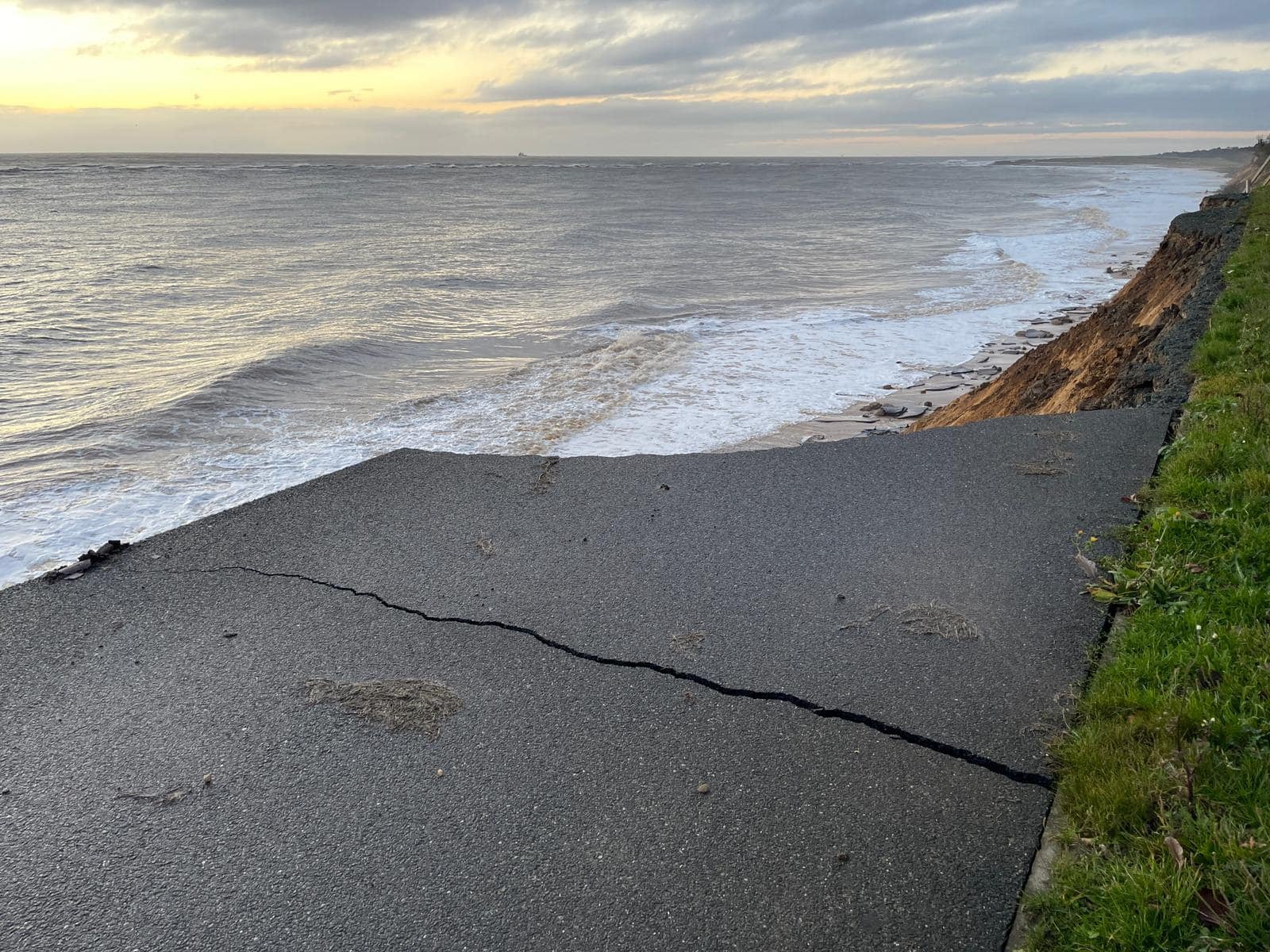 Strips of beach could be seen covered in chunks of tarmac