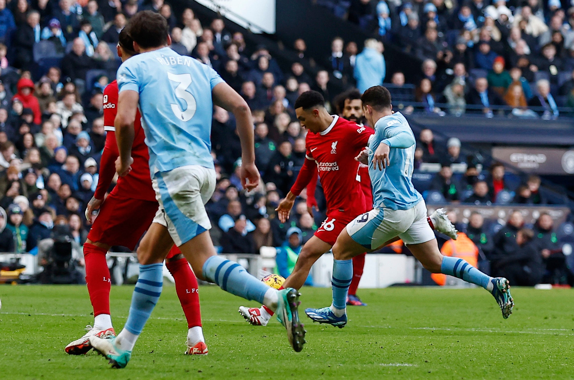 Alexander-Arnold’s goal came after Liverpool had looked uncharacteristically timid at the Etihad Stadium