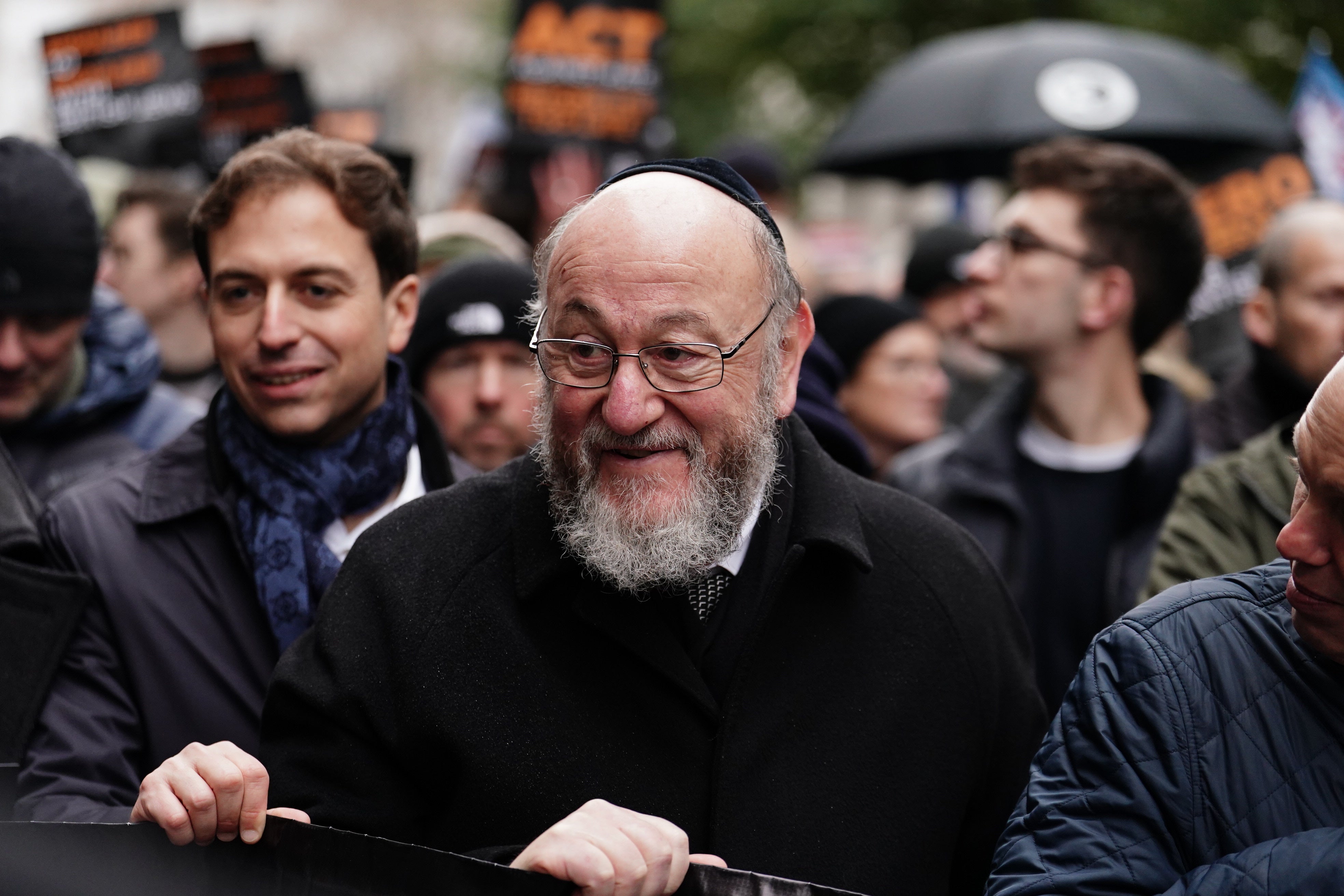 Chief rabbi Mirvis taking part in the event organised by the Campaign Against Antisemitism