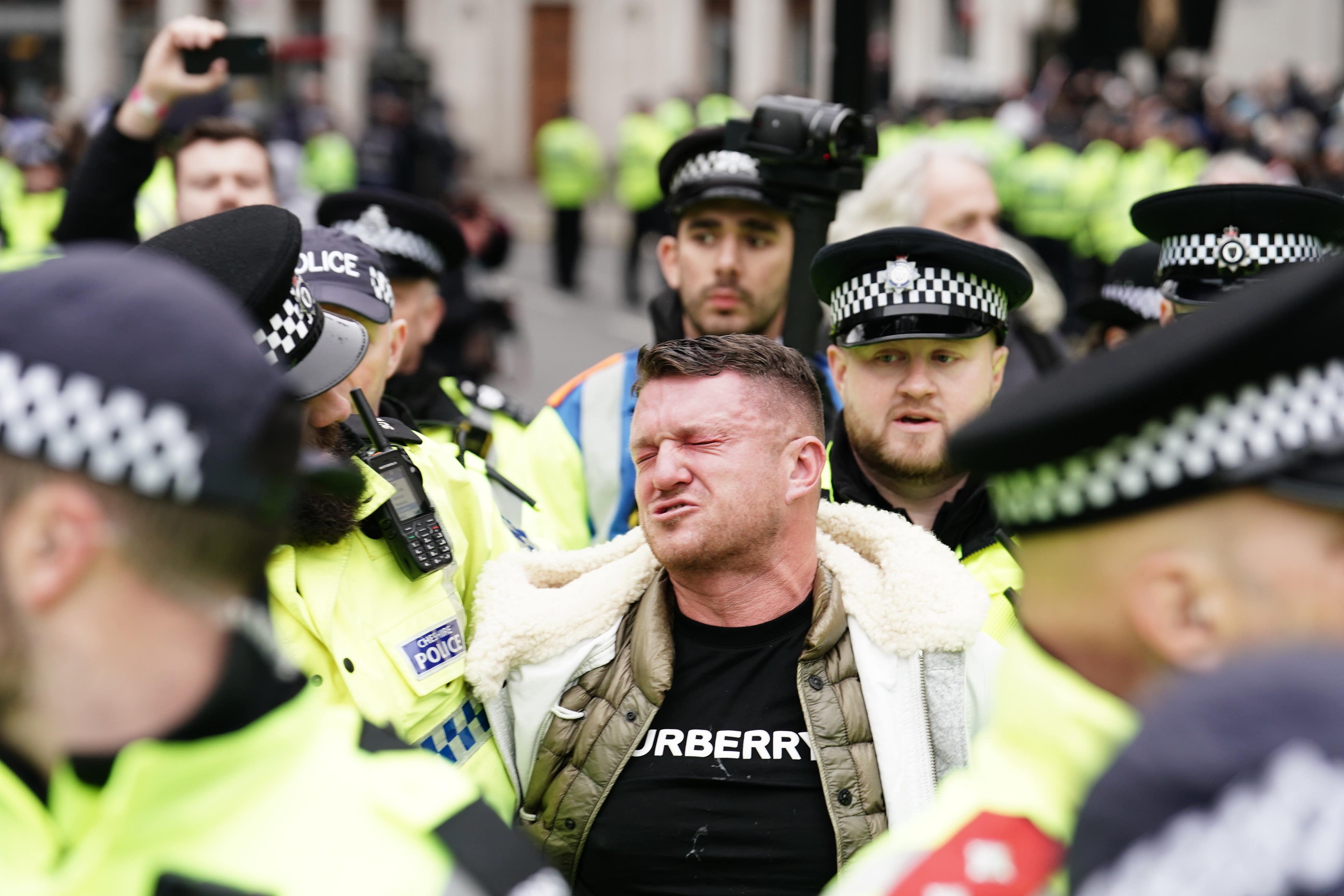 Tommy Robinson was pepper-sprayed (Jordan Pettitt/PA)