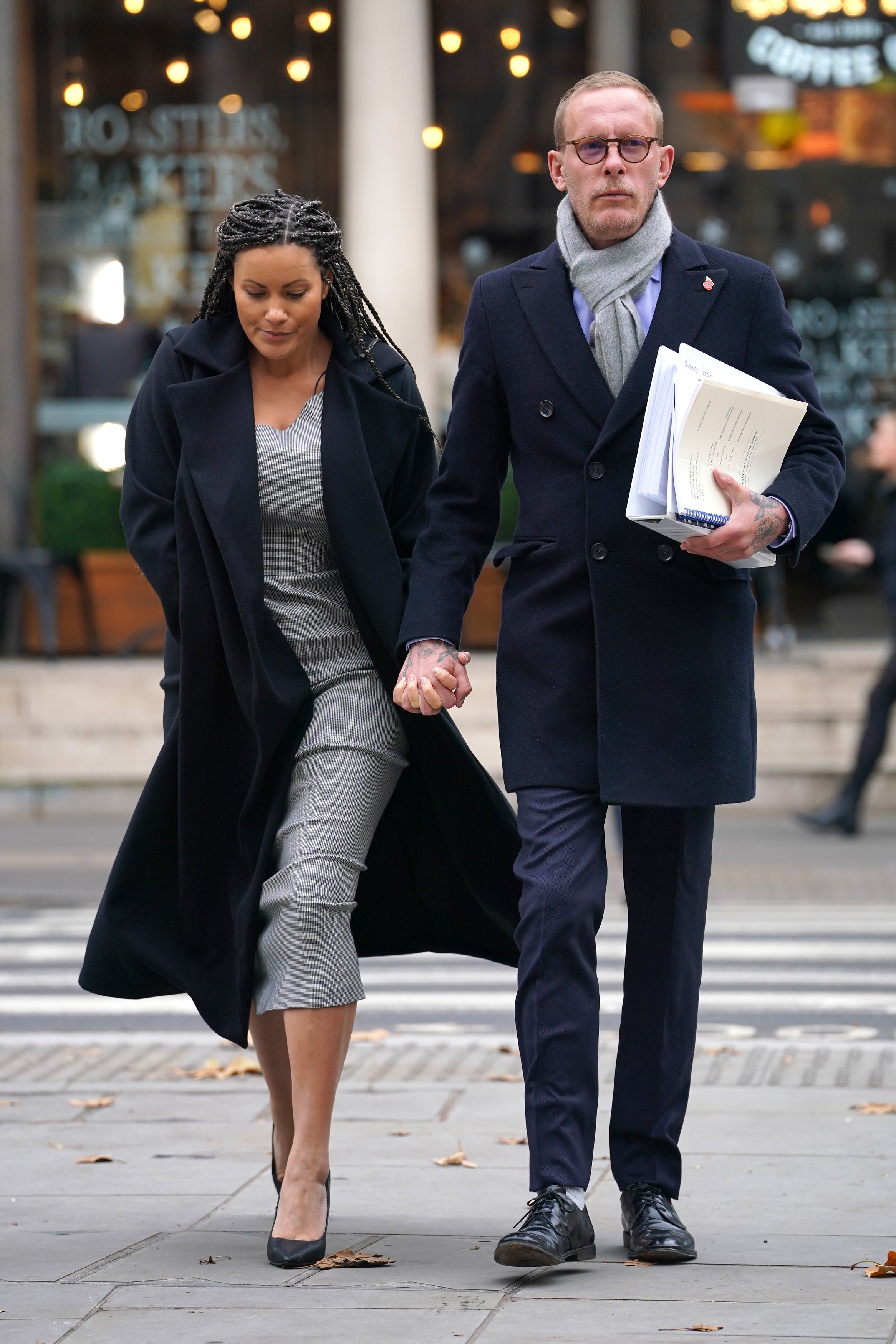 Laurence Fox and friend arrive at the High Court last week