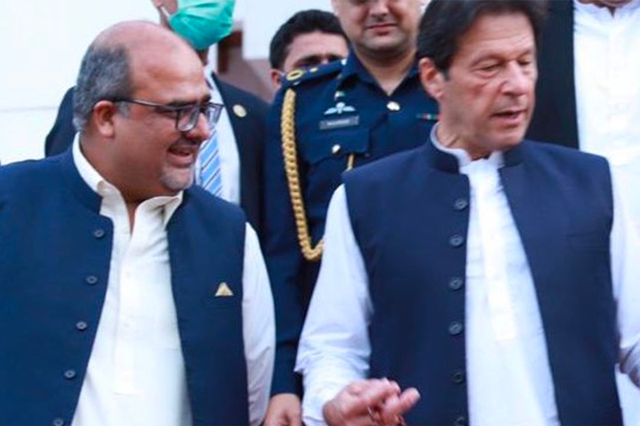 Shahzad Akbar with former Pakistan prime minister Imran Khan