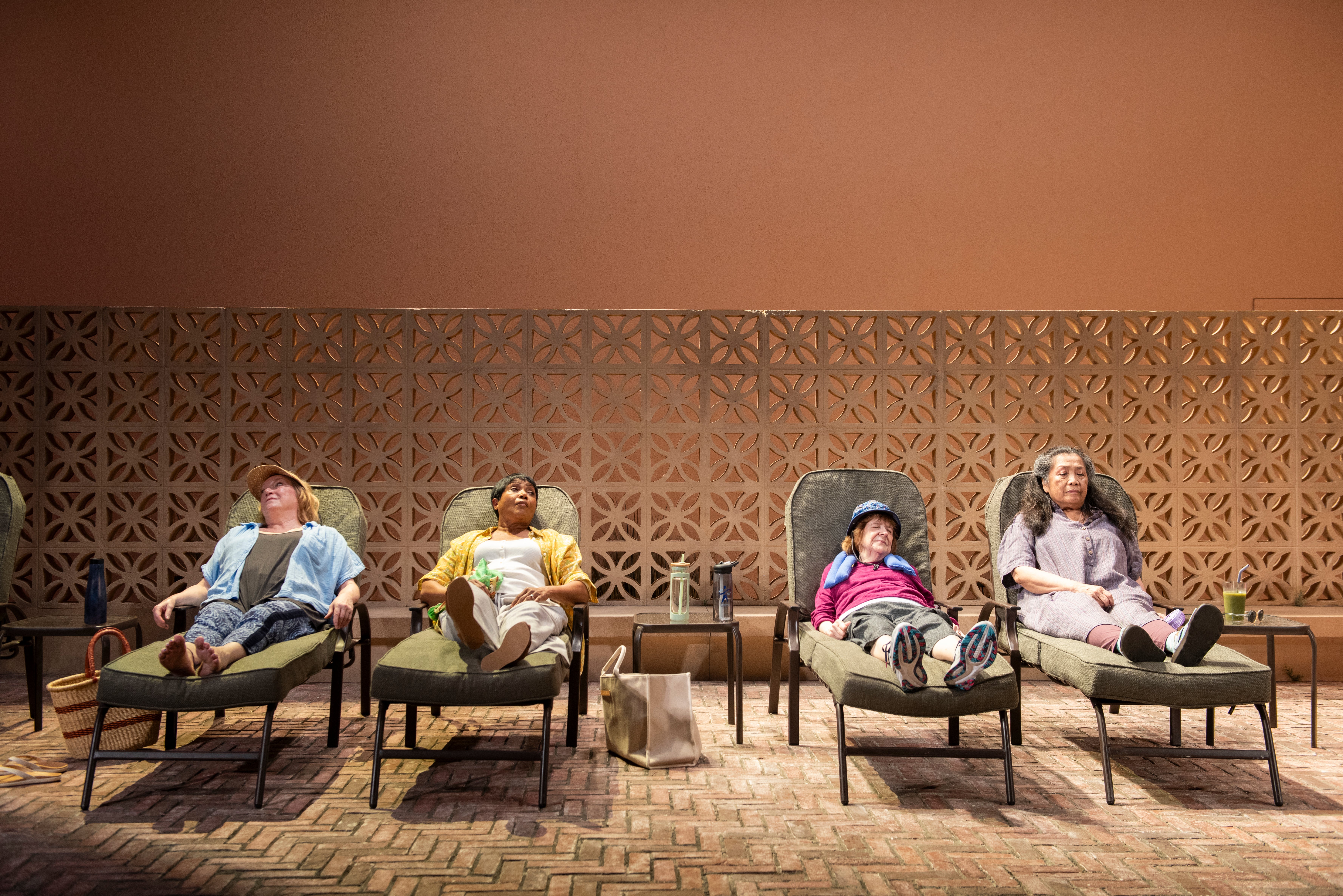 Kristine Nielsen, Brenda Pressley, Marylouise Burke and Mia Katigbak in ‘Infinite Life' at the Atlantic Theater Company