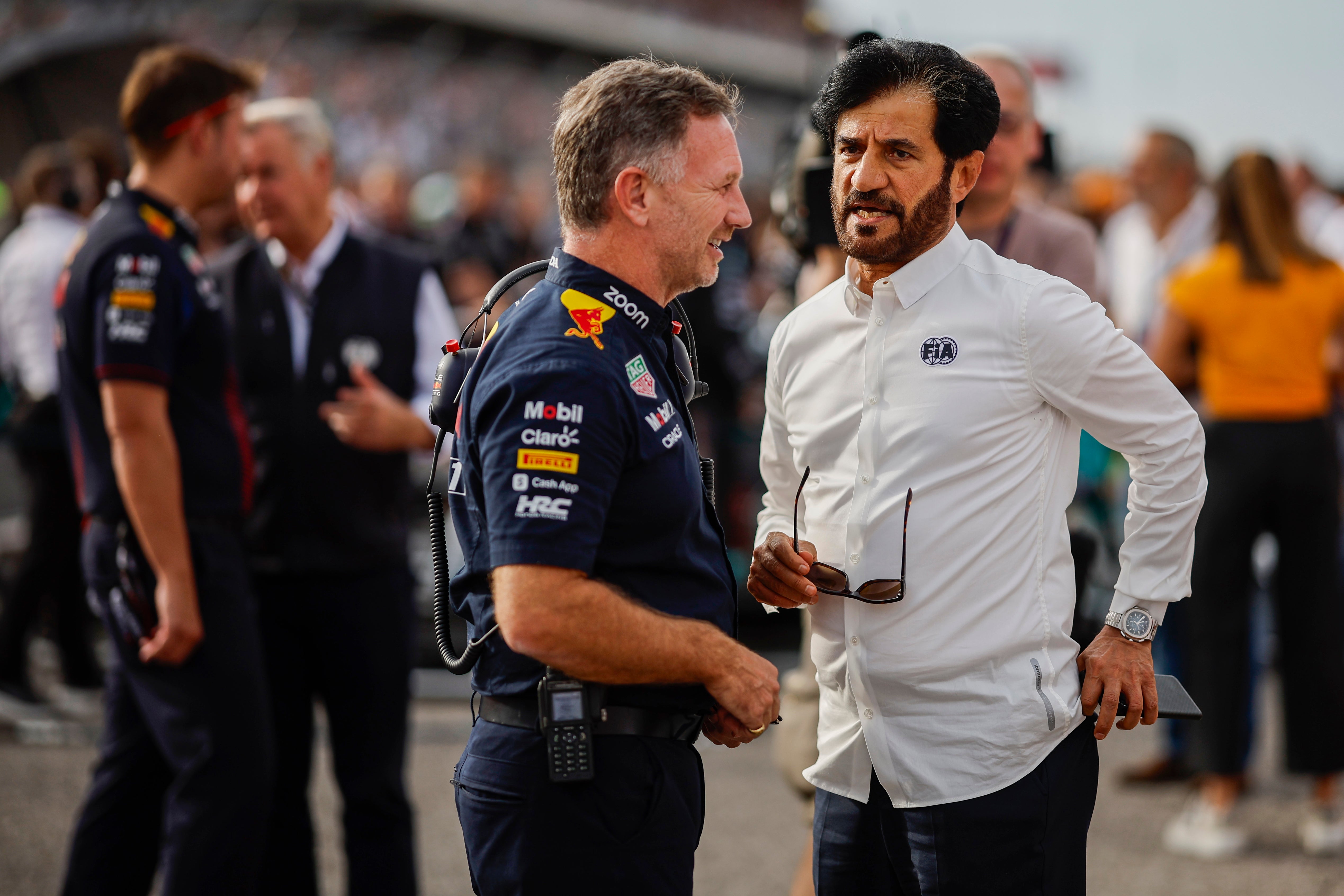 Ben Sulayem speaks to Red Bull boss Christian Horner prior to Sunday’s Abu Dhabi Grand Prix