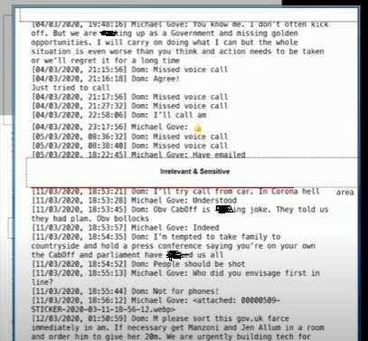 WhatsApp exchange between Dominic Cummings and Michael Gove