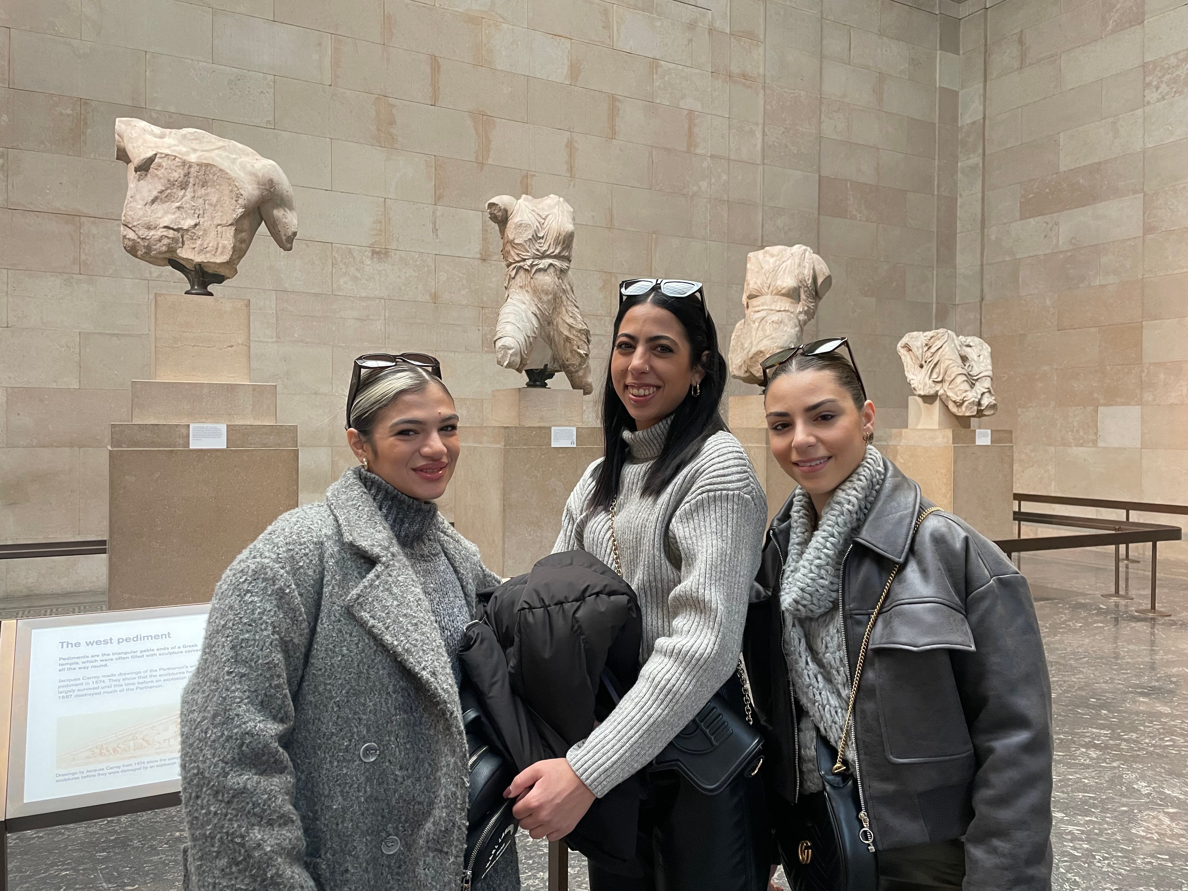 Greek-Cypriots (l-r) Zoe, Rafaella and Stella say the statues are ‘mean a lot to Greek people’