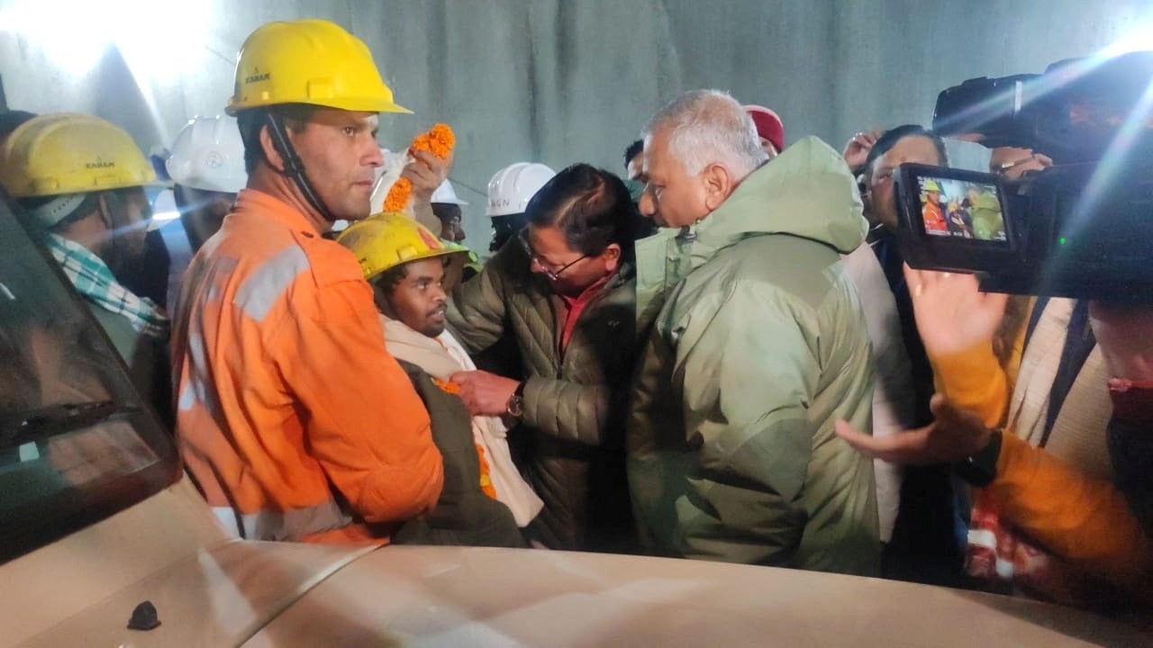 One of the trapped workers is checked out after he was rescued from the collapsed tunnel site