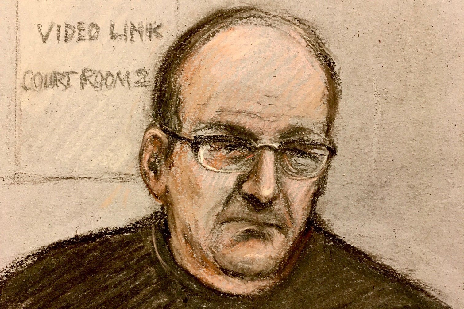 Court artist sketch of David Fuller (Elizabeth Cook/PA)