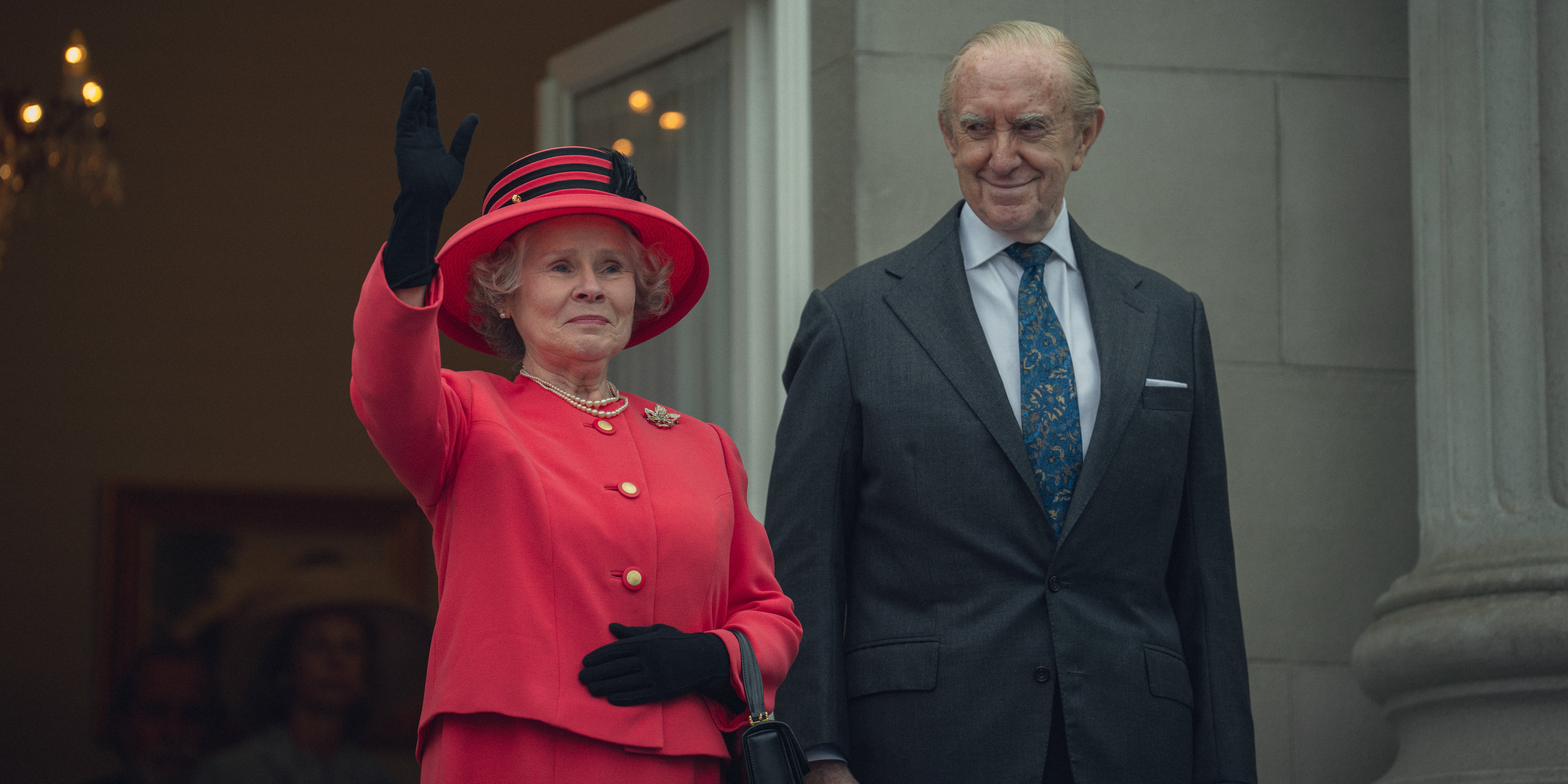 Queen Elizabeth II (Imelda Staunton) with Prince Philip (Jonathan Pryce)