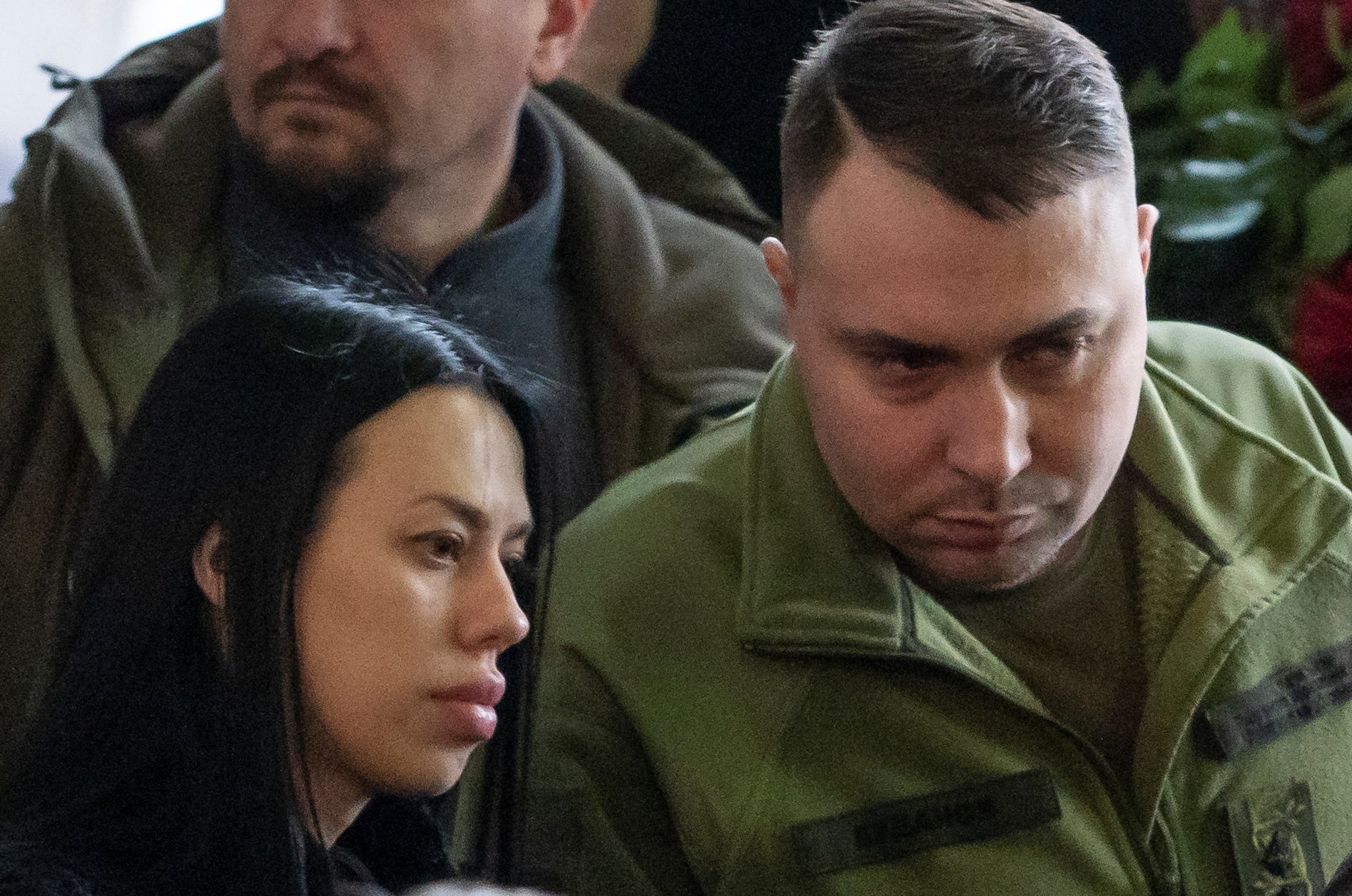 Kyrylo Budanov and his wife Marianna, who has been diagnosed with heavy metals poisoning, attending a memorial ceremony for a Ukrainian interior minister in January