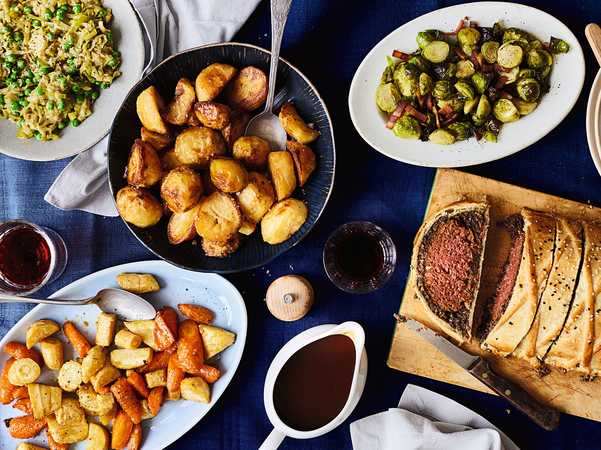 A delicious Christmas dinner, all made with plants