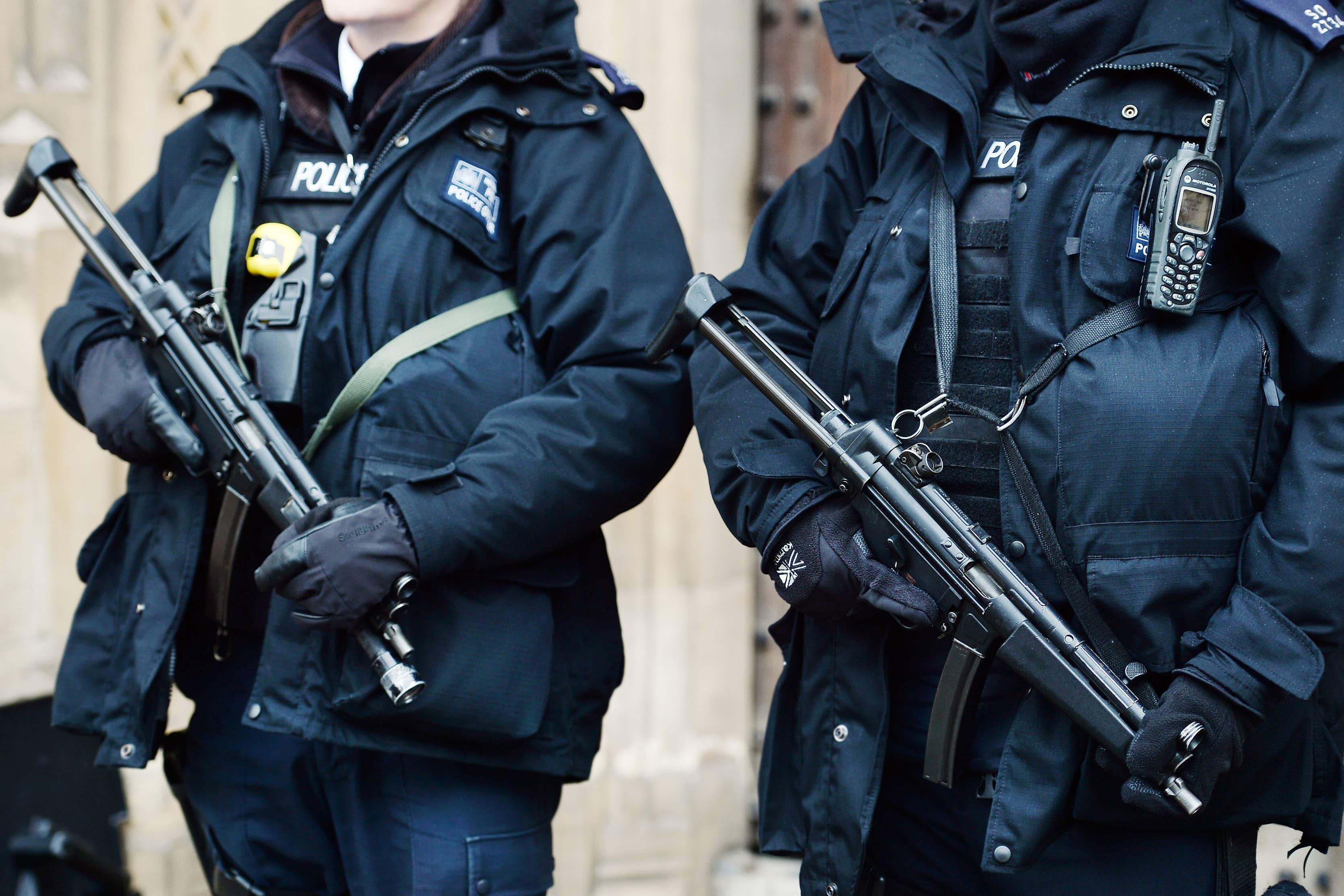 Armed officers on patrol in London