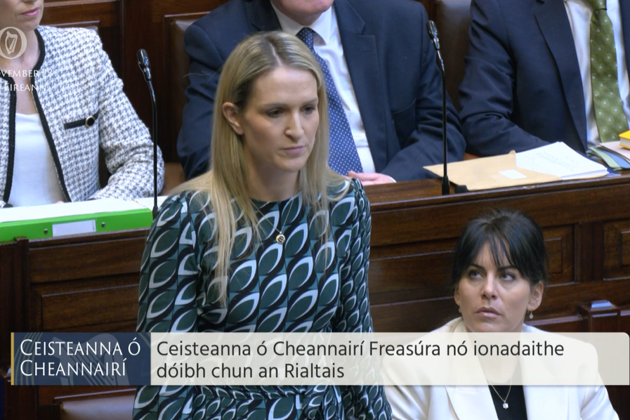 Justice minister Helen McEntee was appearing in the Dail for Leaders’ Questions (Oireachtas TV/PA)