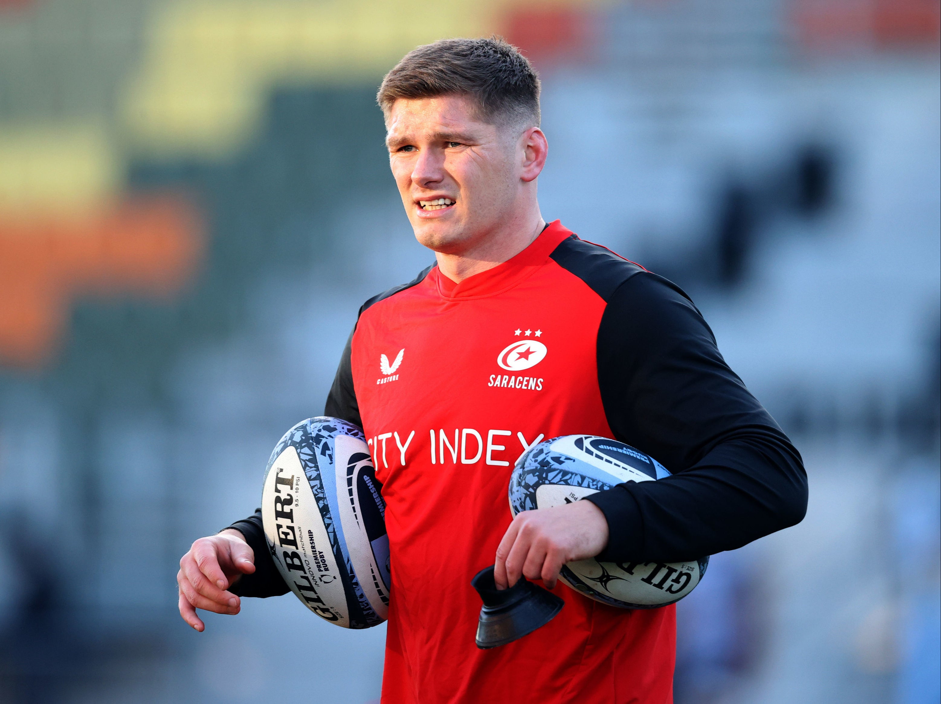 Saracens’ Owen Farrell before the Gallagher Premiership match at StoneX Stadium last weekend