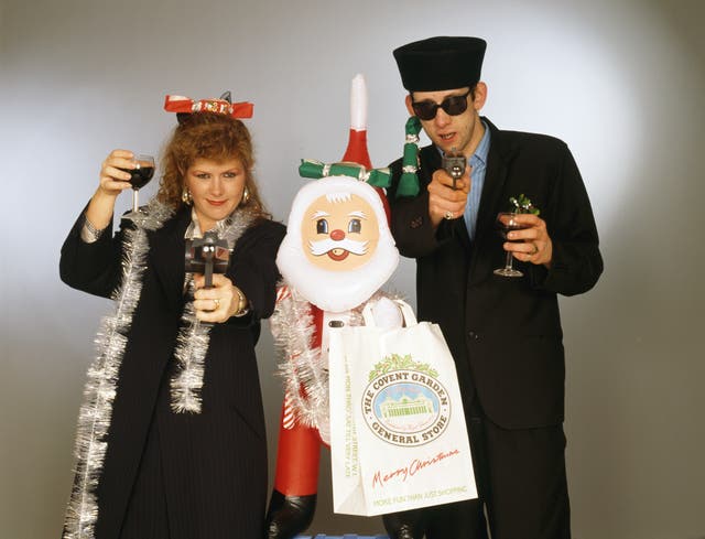 <p>Kirsty MacColl and Shane MacGowan in a promotional image for ‘Fairytale of New York’</p>