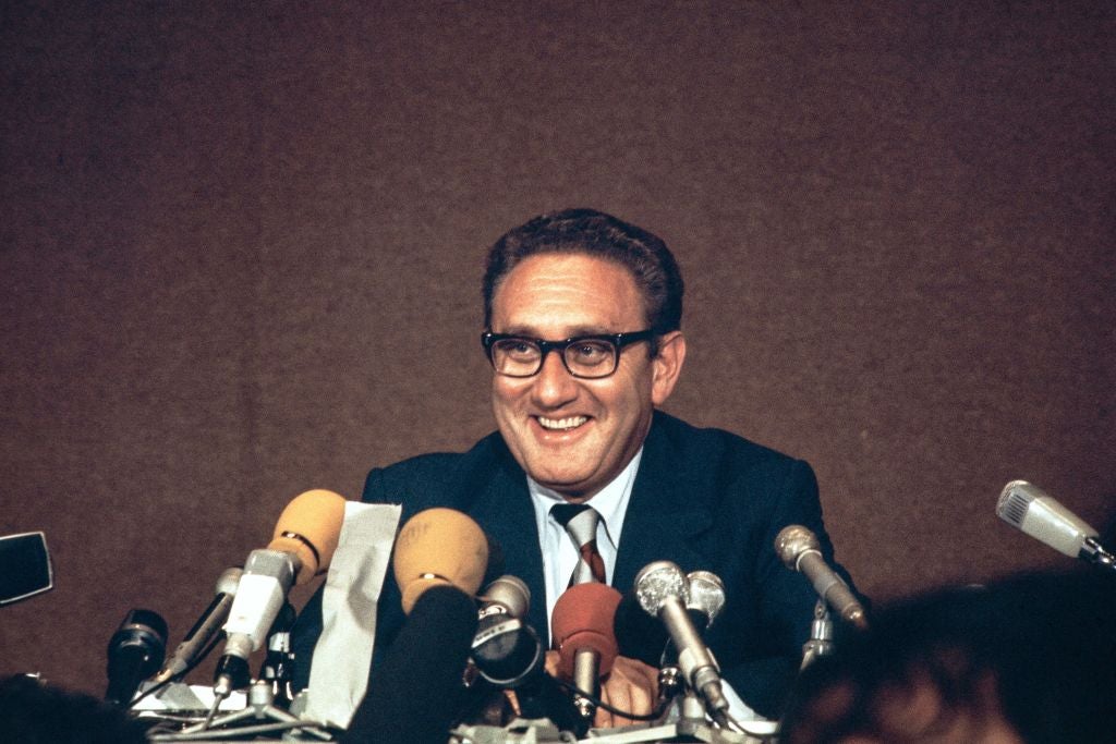 US President Nixon’s special advisor Henry Kissinger during a press conference in 1973