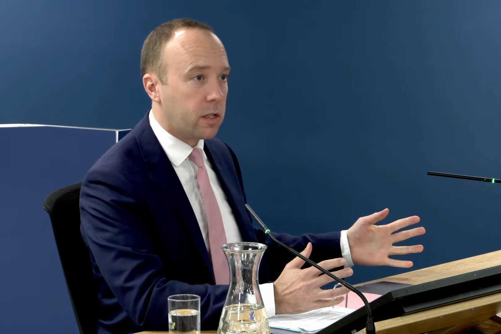 Former health secretary Matt Hancock giving evidence to the inquiry