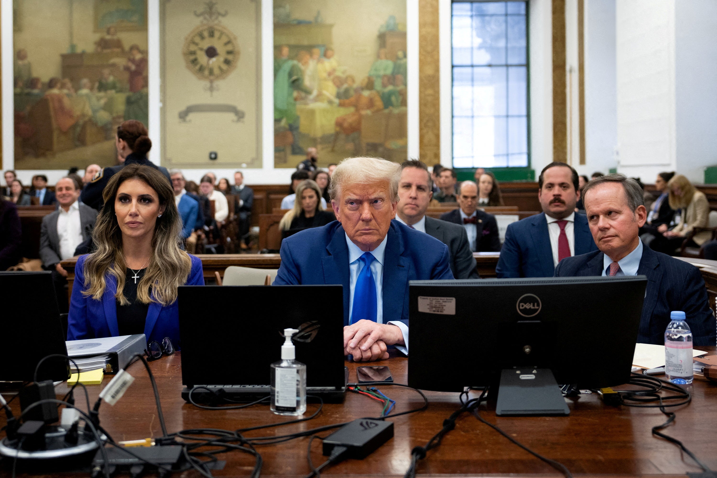 Donald Trump appears at his civil fraud trial in New York on 6 November.