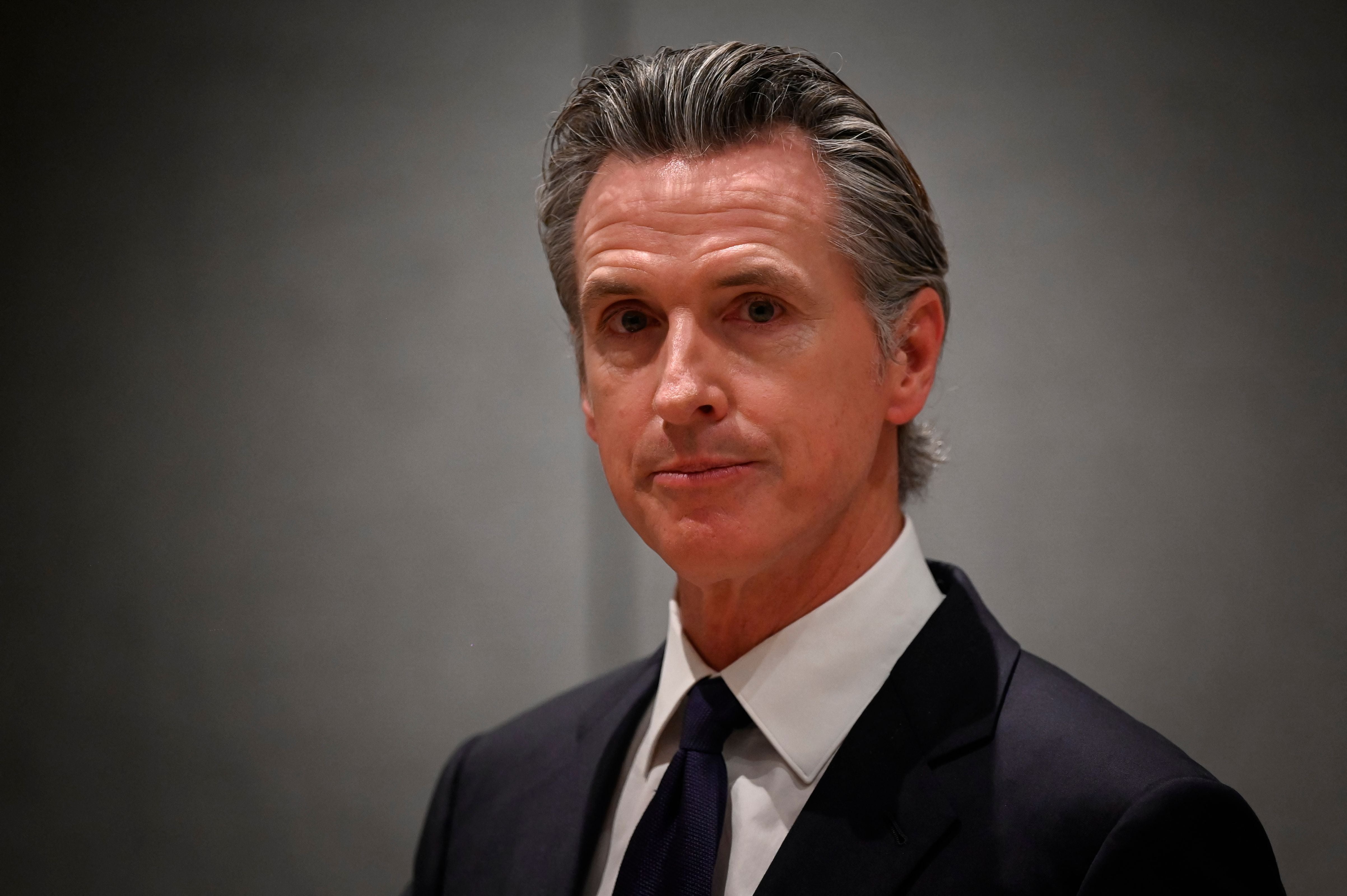 California Gov Gavin Newsom attends a press conference in Beijing on October 25, 2023