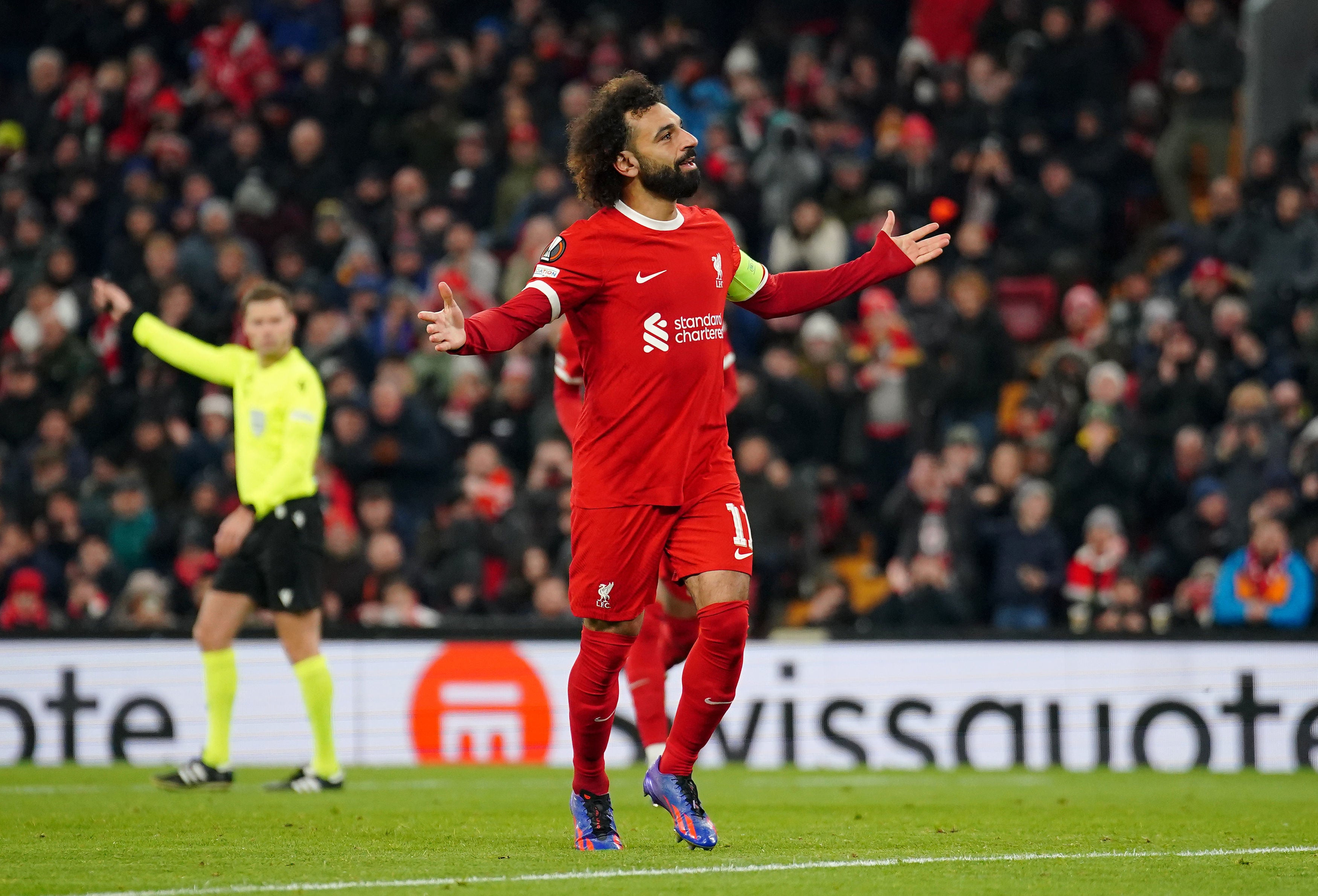 Mohamed Salah scored his 199th Liverpool goal from the penalty spot against LASK